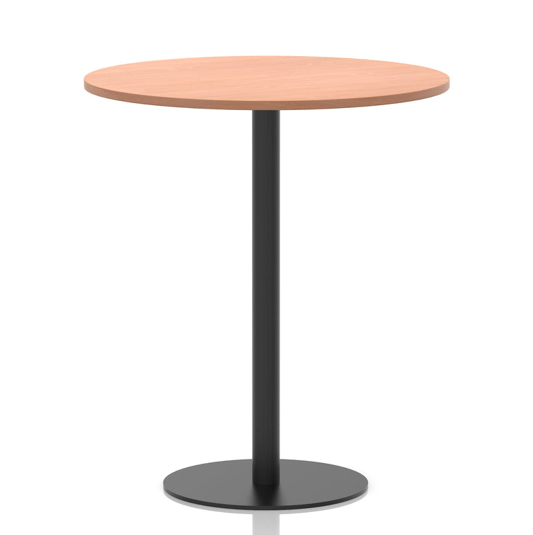 Italia Round Poseur Table – Black Leg, Round MFC Top, 600–1200mm, Standard or Poseur Height, Multiple Wood Finishes, 10 Year Warranty, Office Meeting Bistro Furniture