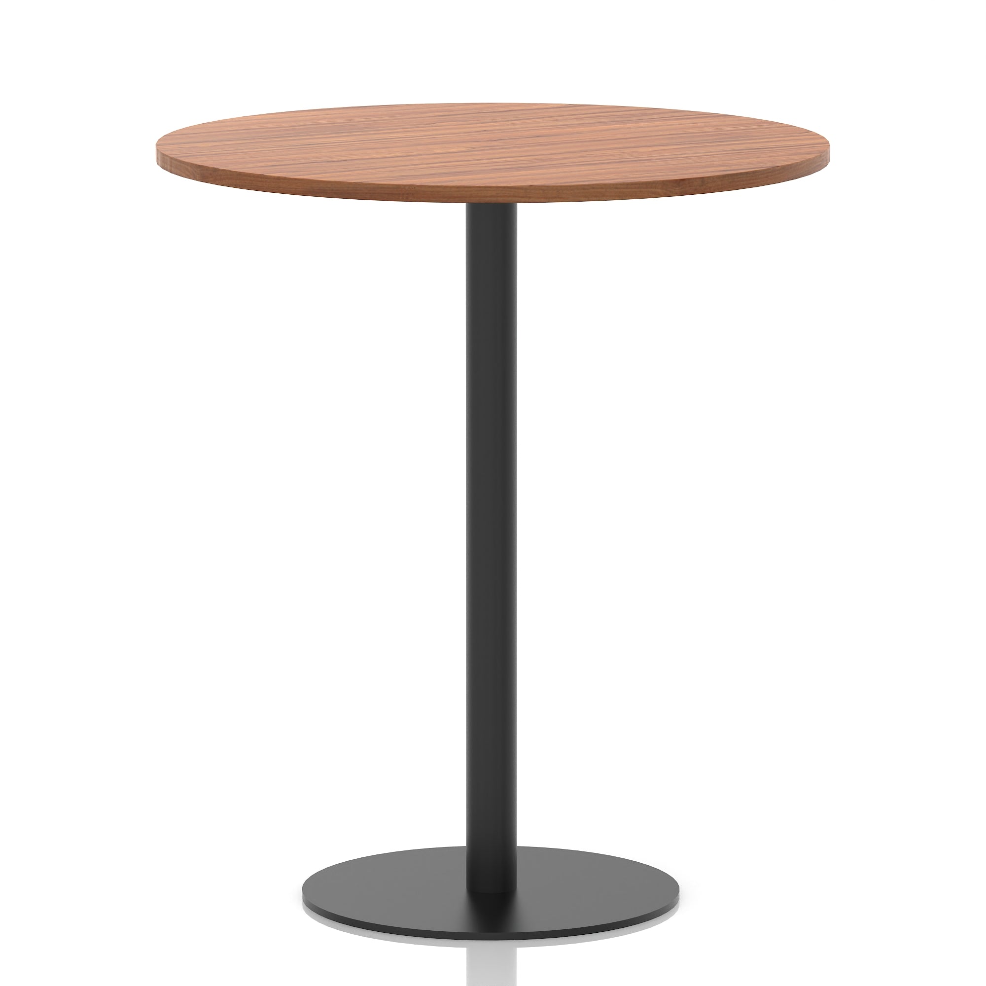 Italia Round Poseur Table – Black Leg, Round MFC Top, 600–1200mm, Standard or Poseur Height, Multiple Wood Finishes, 10 Year Warranty, Office Meeting Bistro Furniture
