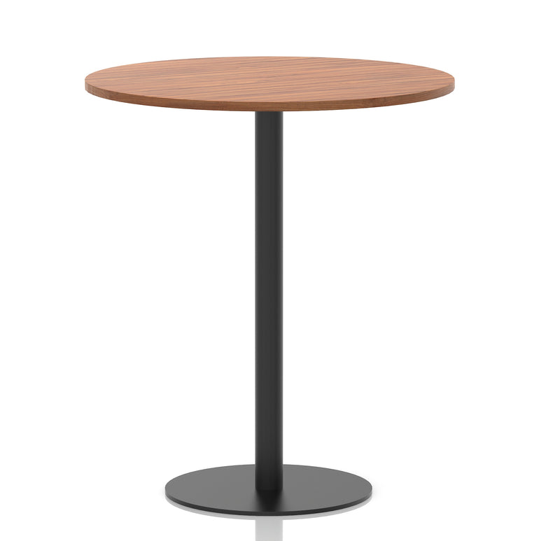 Italia Round Poseur Table – Black Leg, Round MFC Top, 600–1200mm, Standard or Poseur Height, Multiple Wood Finishes, 10 Year Warranty, Office Meeting Bistro Furniture