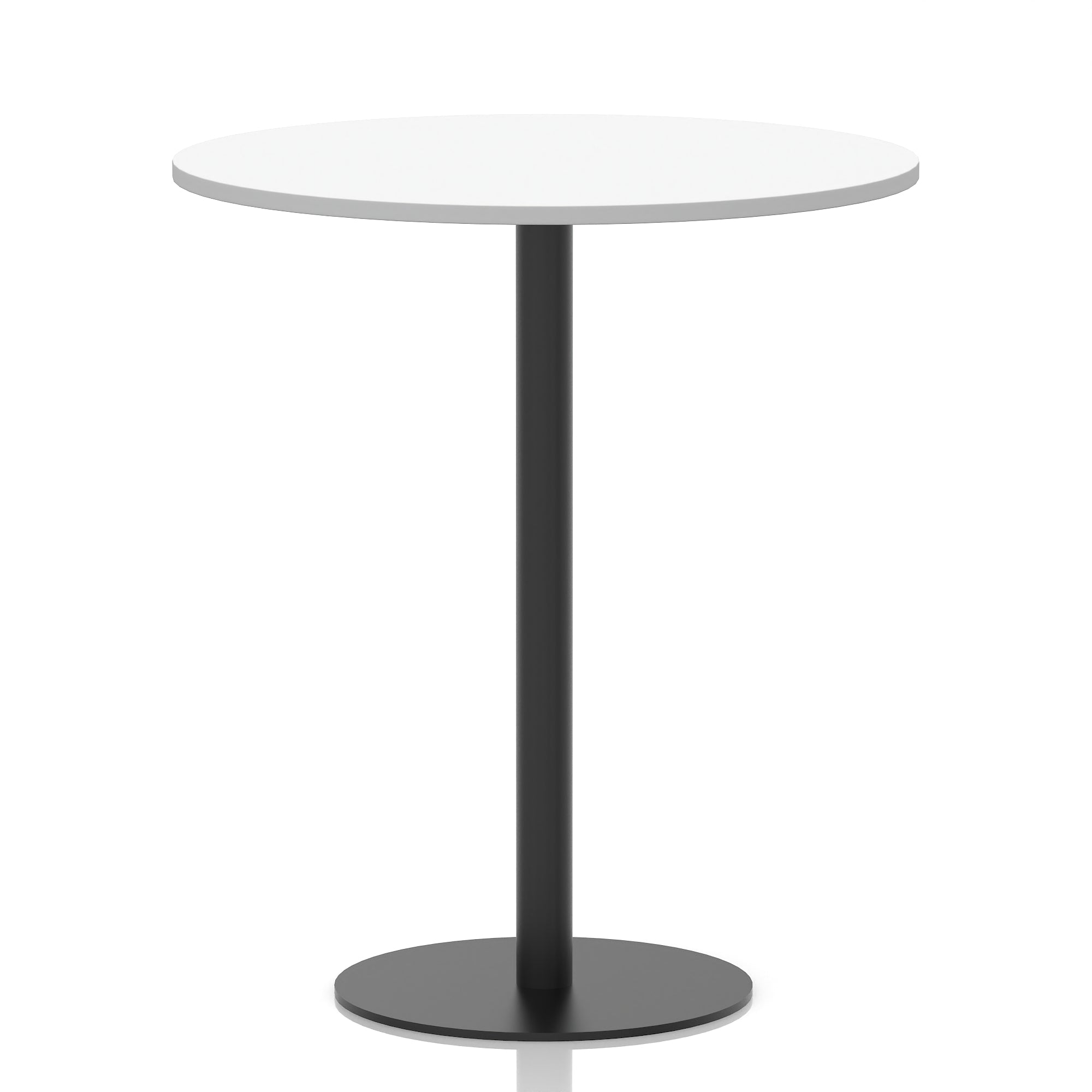 Italia Round Poseur Table – Black Leg, Round MFC Top, 600–1200mm, Standard or Poseur Height, Multiple Wood Finishes, 10 Year Warranty, Office Meeting Bistro Furniture