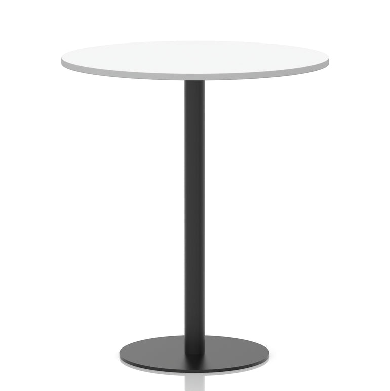 Italia Round Poseur Table – Black Leg, Round MFC Top, 600–1200mm, Standard or Poseur Height, Multiple Wood Finishes, 10 Year Warranty, Office Meeting Bistro Furniture