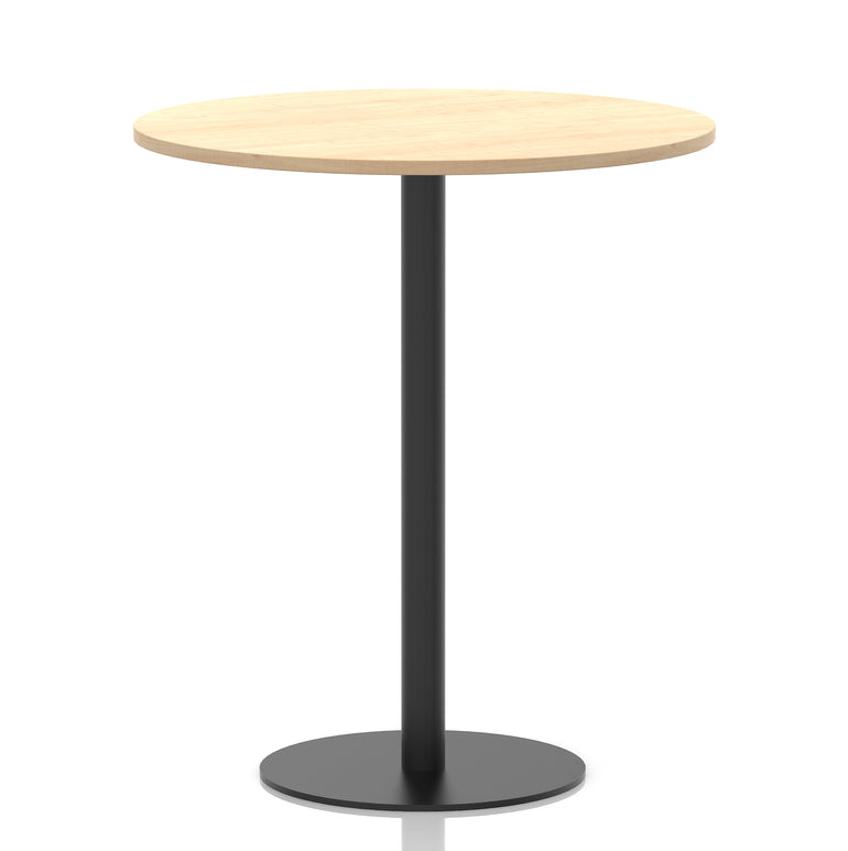 Italia Round Poseur Table – Black Leg, Round MFC Top, 600–1200mm, Standard or Poseur Height, Multiple Wood Finishes, 10 Year Warranty, Office Meeting Bistro Furniture