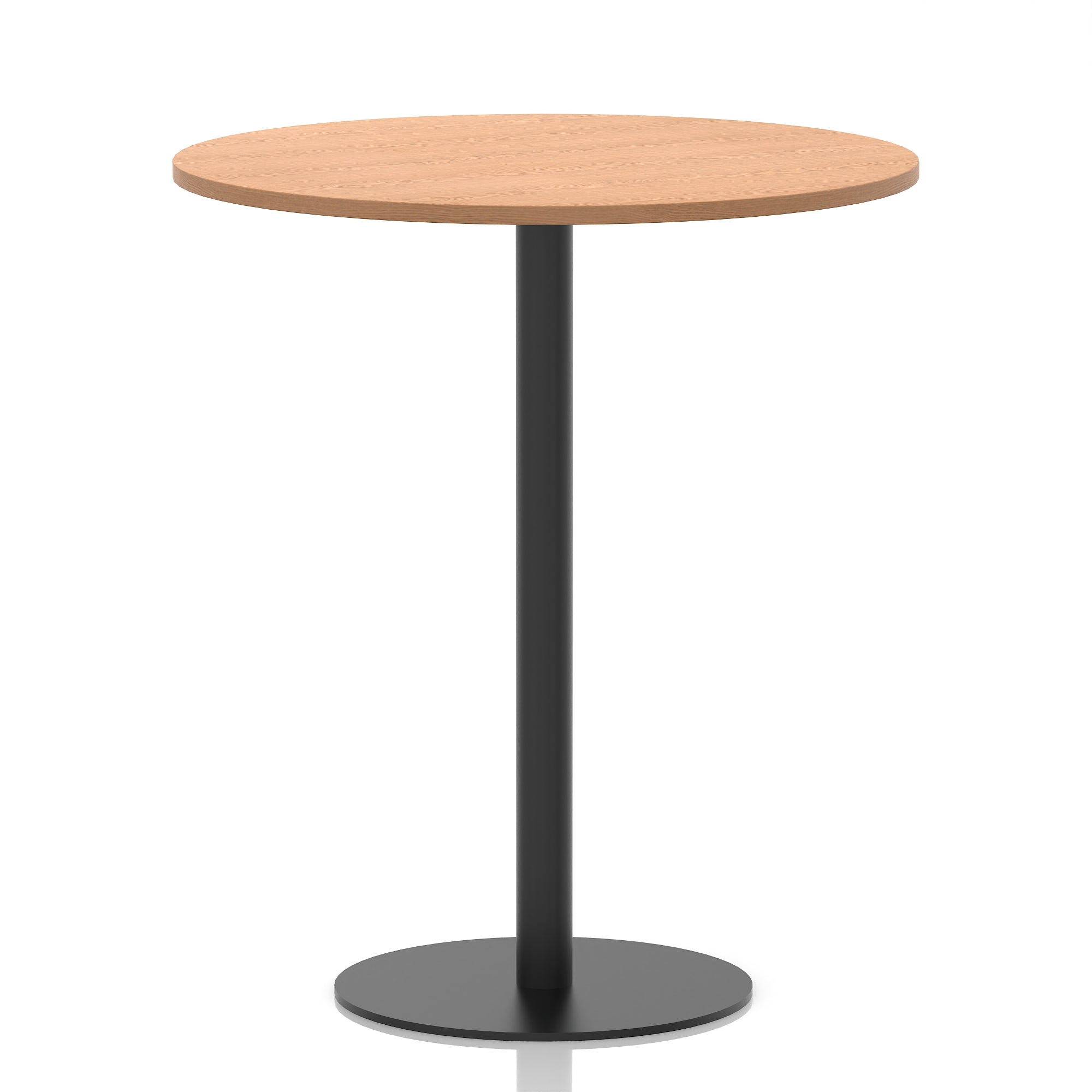 Italia Round Poseur Table – Black Leg, Round MFC Top, 600–1200mm, Standard or Poseur Height, Multiple Wood Finishes, 10 Year Warranty, Office Meeting Bistro Furniture