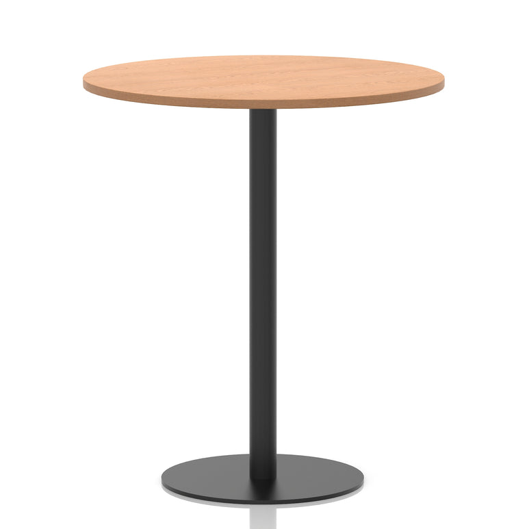 Italia Round Poseur Table – Black Leg, Round MFC Top, 600–1200mm, Standard or Poseur Height, Multiple Wood Finishes, 10 Year Warranty, Office Meeting Bistro Furniture