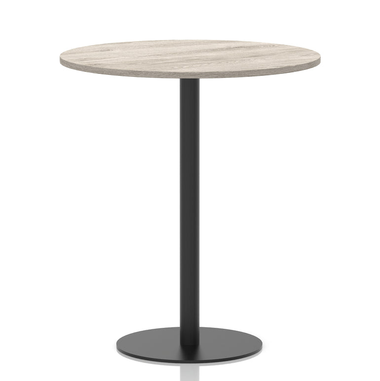 Italia Round Poseur Table – Black Leg, Round MFC Top, 600–1200mm, Standard or Poseur Height, Multiple Wood Finishes, 10 Year Warranty, Office Meeting Bistro Furniture