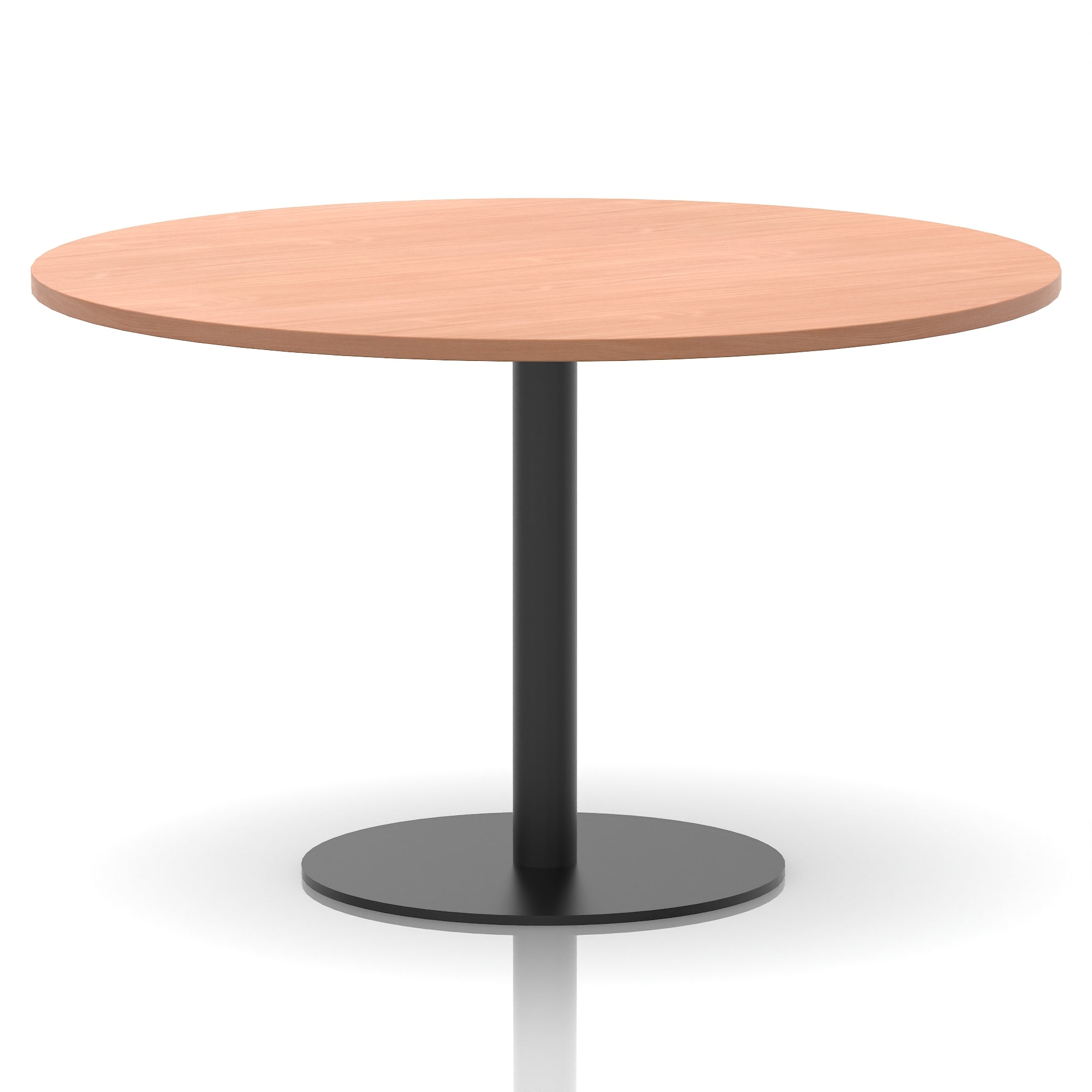 Italia Round Poseur Table – Black Leg, Round MFC Top, 600–1200mm, Standard or Poseur Height, Multiple Wood Finishes, 10 Year Warranty, Office Meeting Bistro Furniture