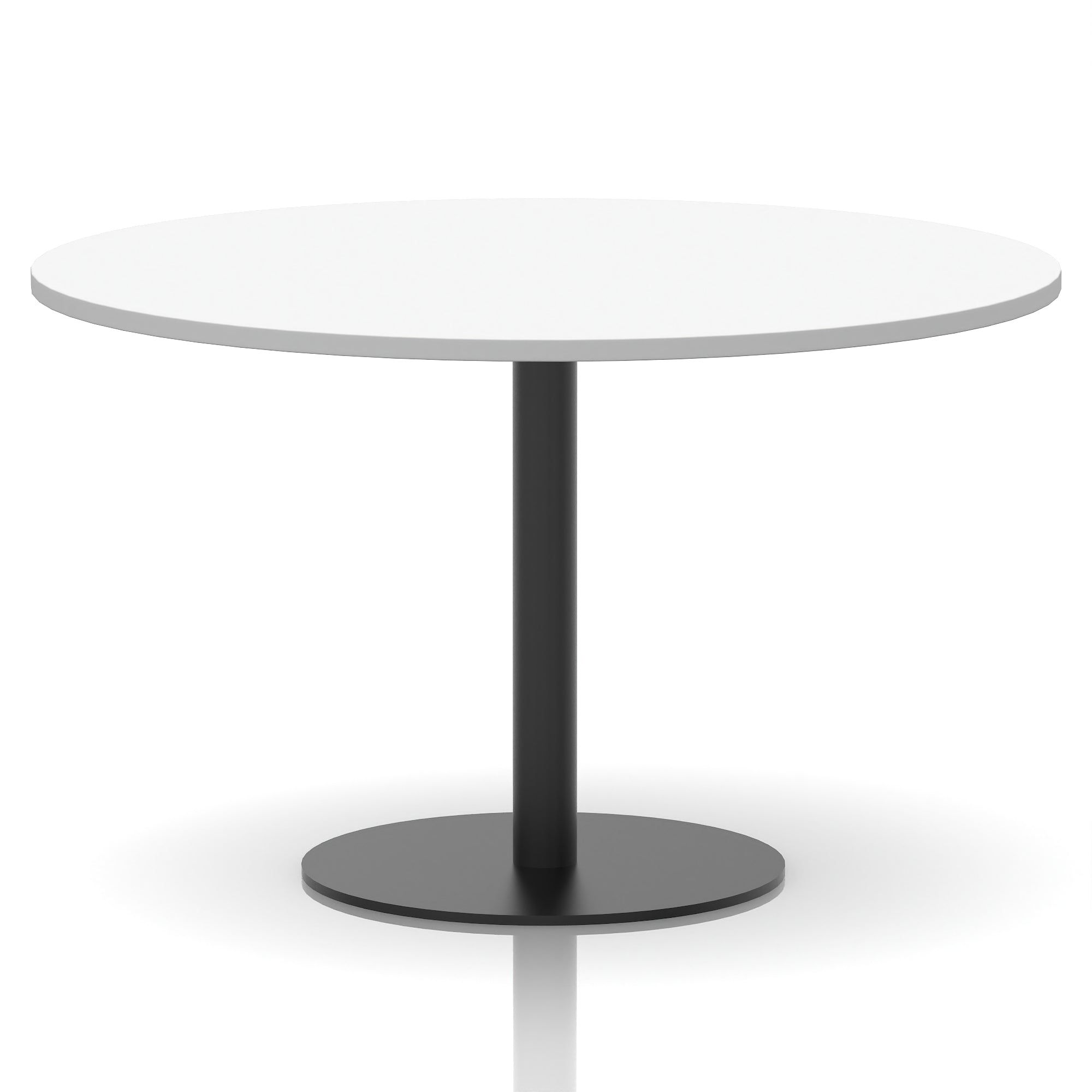 Italia Round Poseur Table – Black Leg, Round MFC Top, 600–1200mm, Standard or Poseur Height, Multiple Wood Finishes, 10 Year Warranty, Office Meeting Bistro Furniture