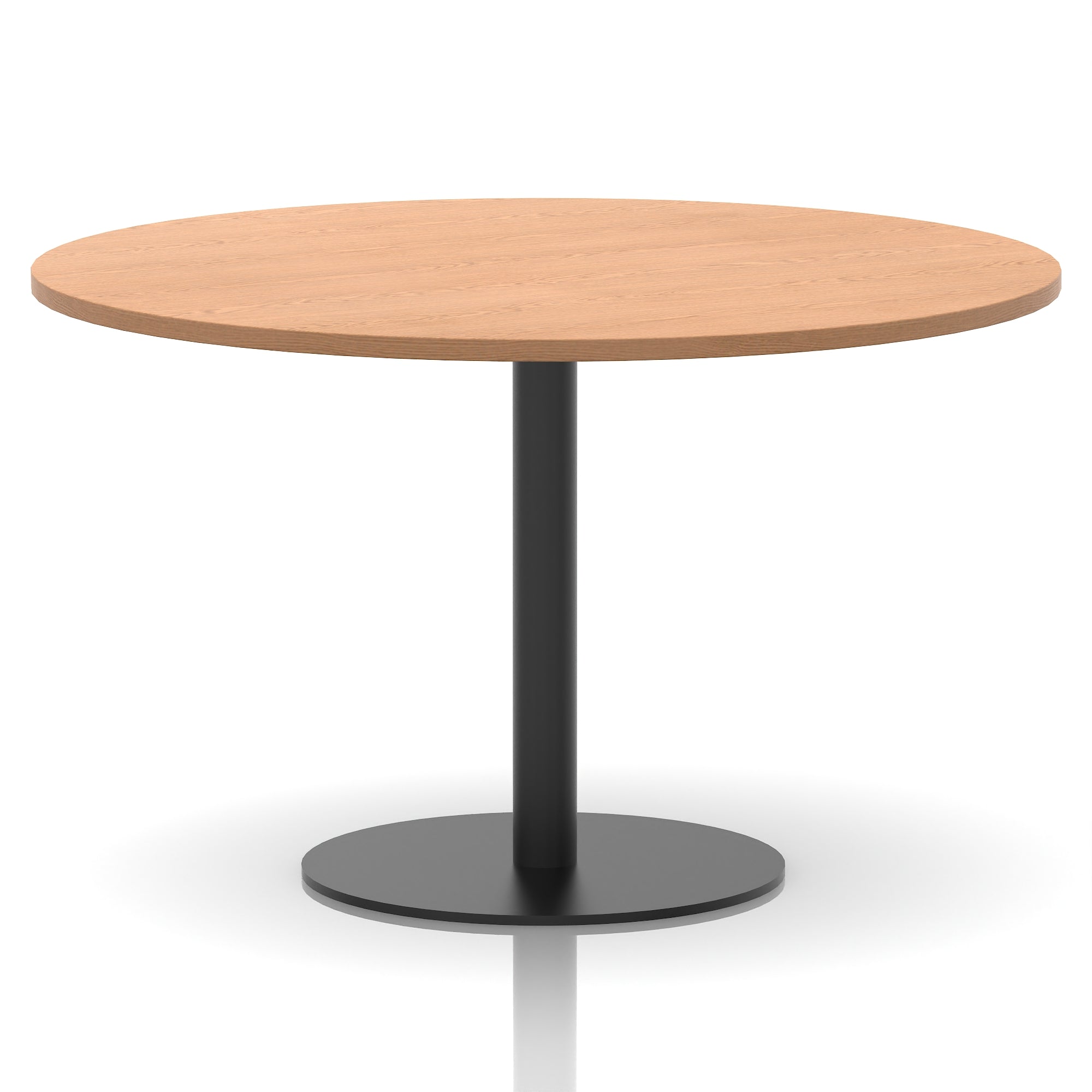 Italia Round Poseur Table – Black Leg, Round MFC Top, 600–1200mm, Standard or Poseur Height, Multiple Wood Finishes, 10 Year Warranty, Office Meeting Bistro Furniture
