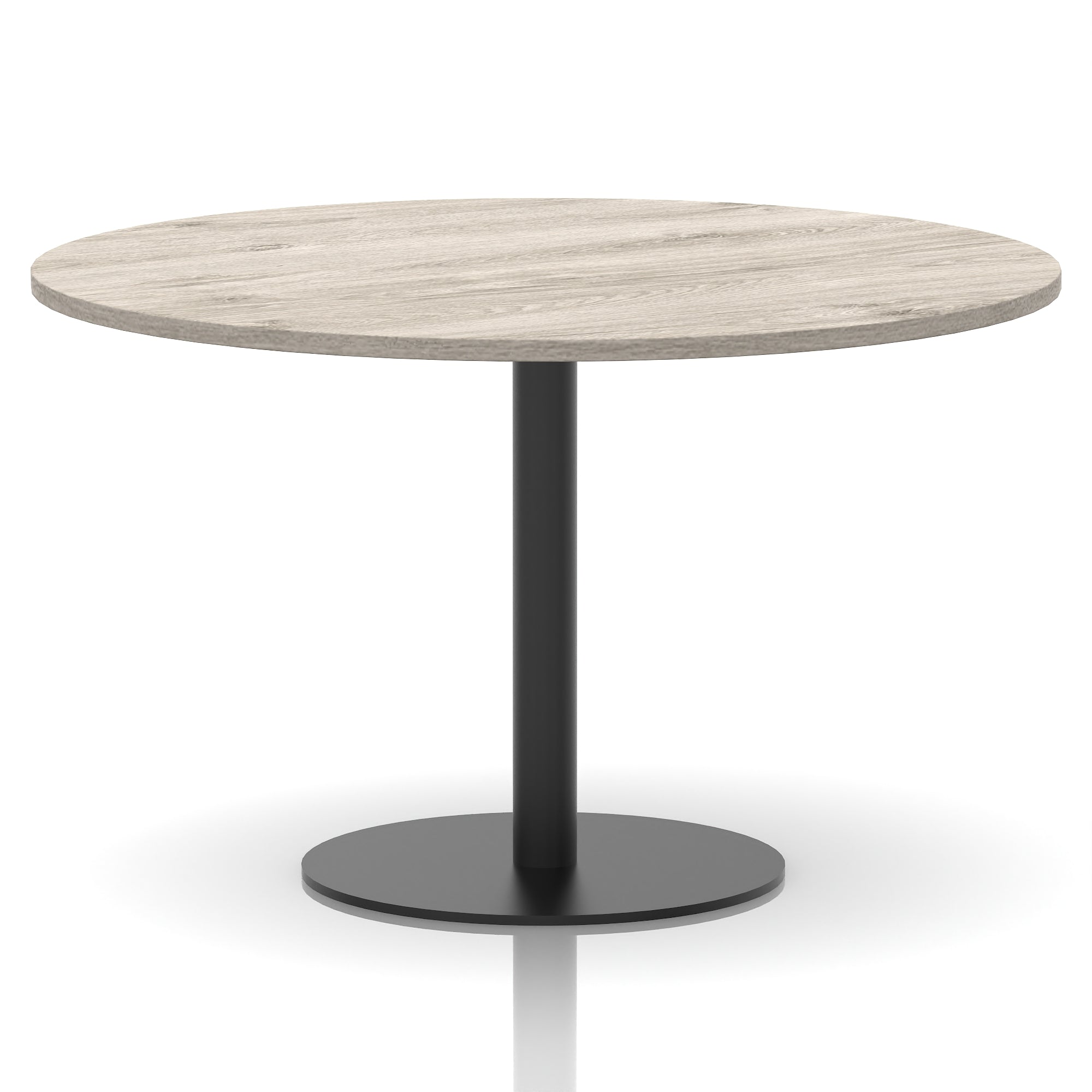 Italia Round Poseur Table – Black Leg, Round MFC Top, 600–1200mm, Standard or Poseur Height, Multiple Wood Finishes, 10 Year Warranty, Office Meeting Bistro Furniture