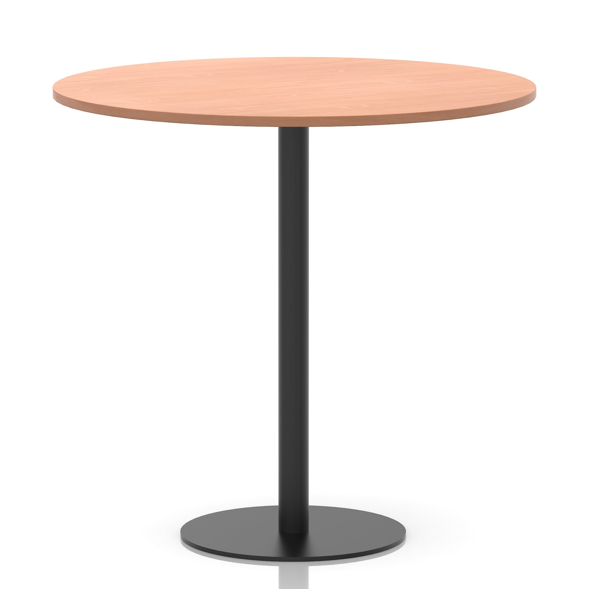 Italia Round Poseur Table – Black Leg, Round MFC Top, 600–1200mm, Standard or Poseur Height, Multiple Wood Finishes, 10 Year Warranty, Office Meeting Bistro Furniture