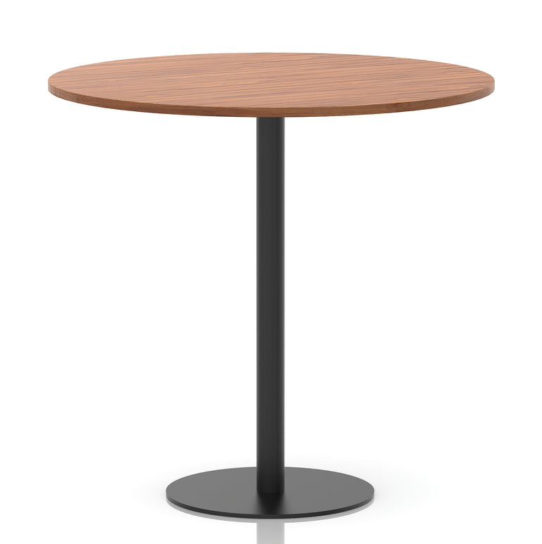 Italia Round Poseur Table – Black Leg, Round MFC Top, 600–1200mm, Standard or Poseur Height, Multiple Wood Finishes, 10 Year Warranty, Office Meeting Bistro Furniture