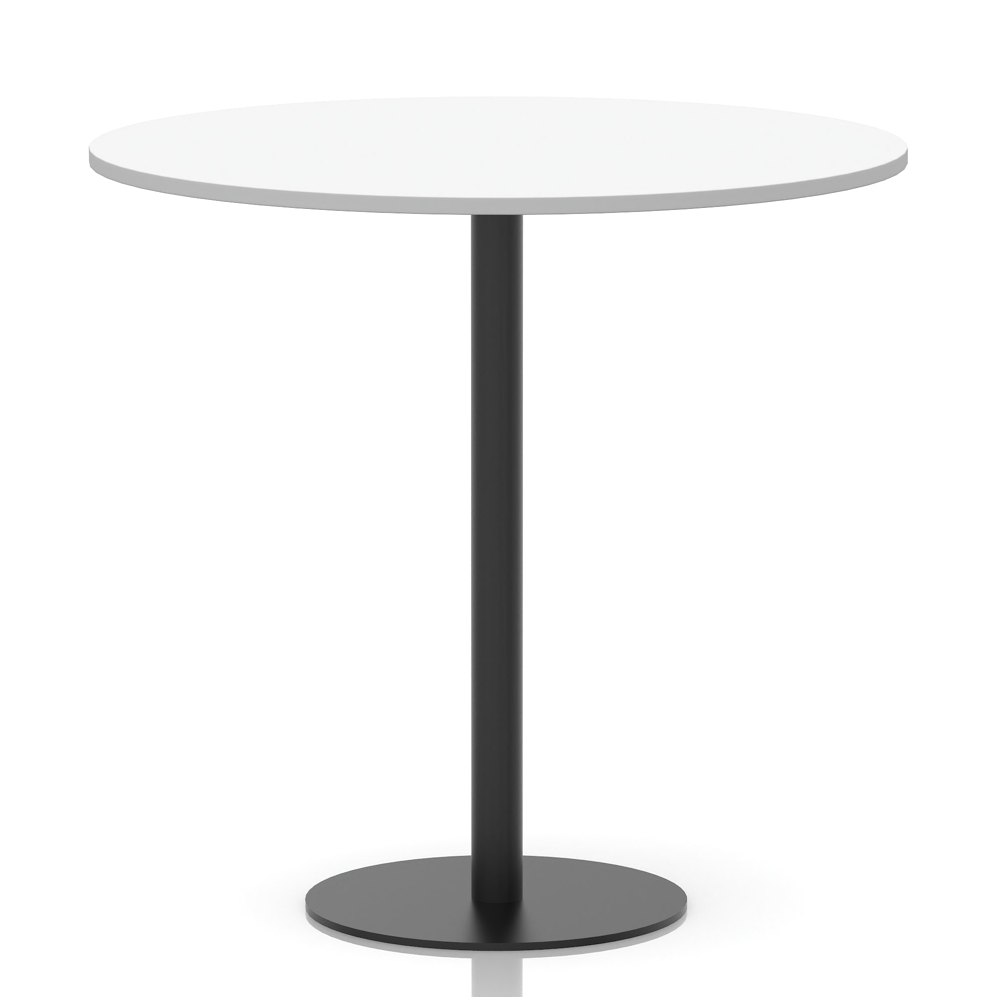 Italia Round Poseur Table – Black Leg, Round MFC Top, 600–1200mm, Standard or Poseur Height, Multiple Wood Finishes, 10 Year Warranty, Office Meeting Bistro Furniture