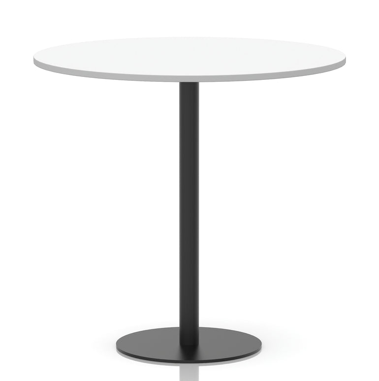 Italia Round Poseur Table – Black Leg, Round MFC Top, 600–1200mm, Standard or Poseur Height, Multiple Wood Finishes, 10 Year Warranty, Office Meeting Bistro Furniture