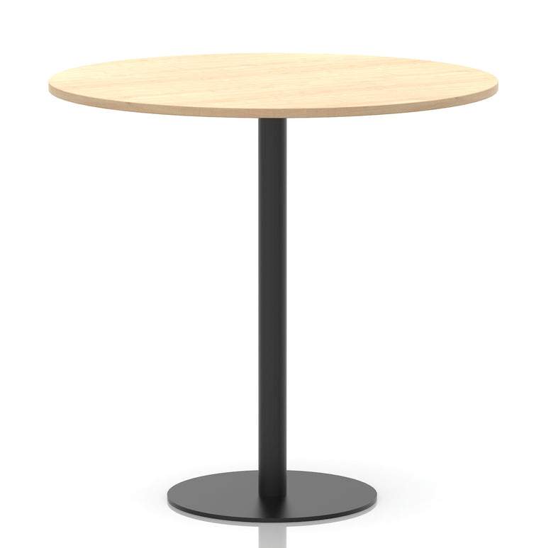 Italia Round Poseur Table – Black Leg, Round MFC Top, 600–1200mm, Standard or Poseur Height, Multiple Wood Finishes, 10 Year Warranty, Office Meeting Bistro Furniture