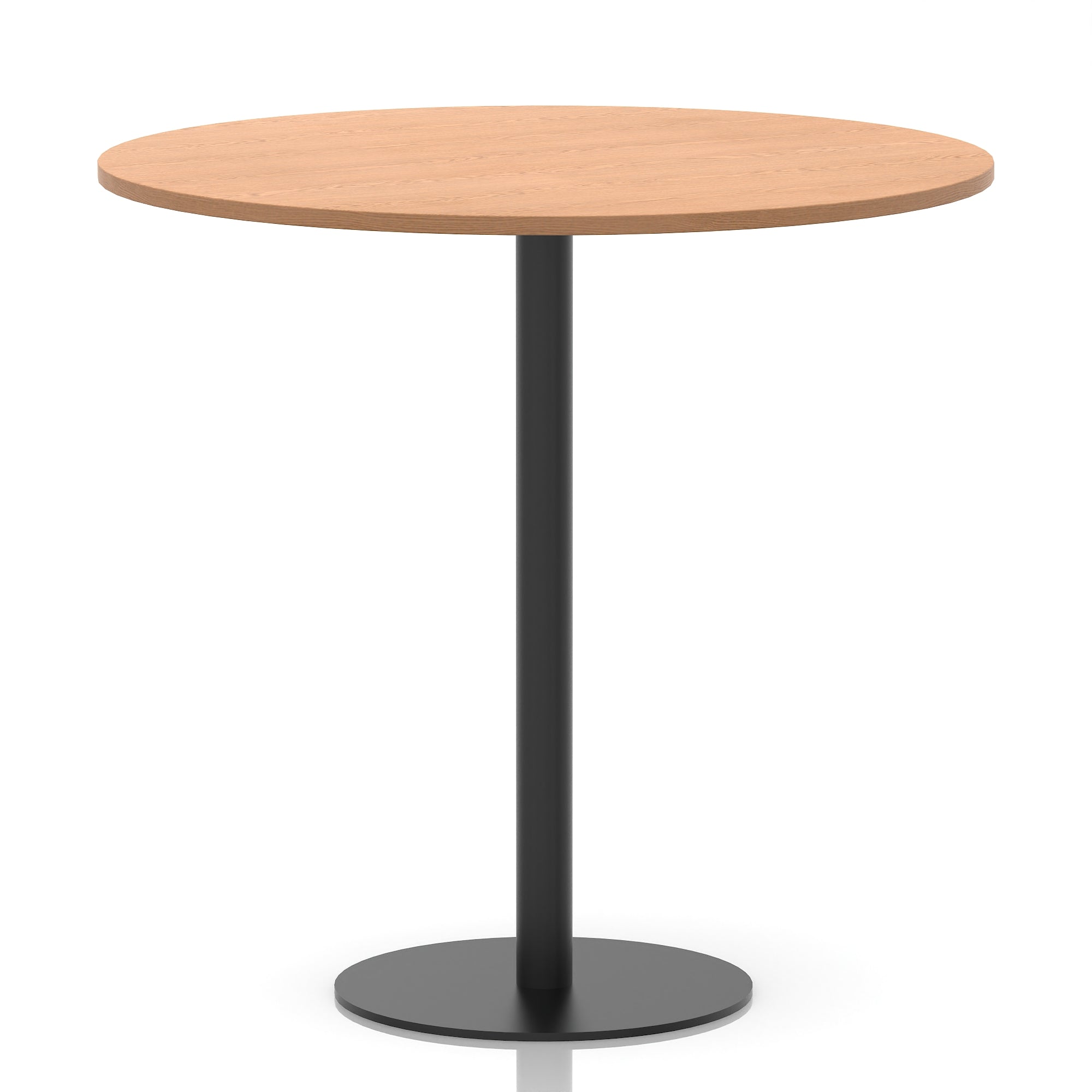 Italia Round Poseur Table – Black Leg, Round MFC Top, 600–1200mm, Standard or Poseur Height, Multiple Wood Finishes, 10 Year Warranty, Office Meeting Bistro Furniture