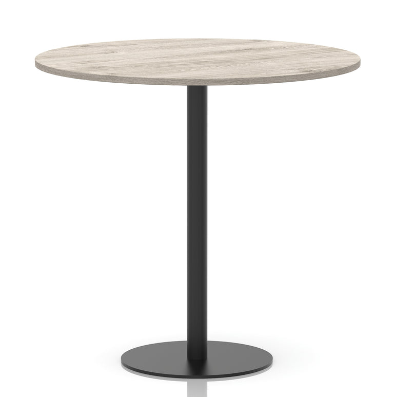 Italia Round Poseur Table – Black Leg, Round MFC Top, 600–1200mm, Standard or Poseur Height, Multiple Wood Finishes, 10 Year Warranty, Office Meeting Bistro Furniture