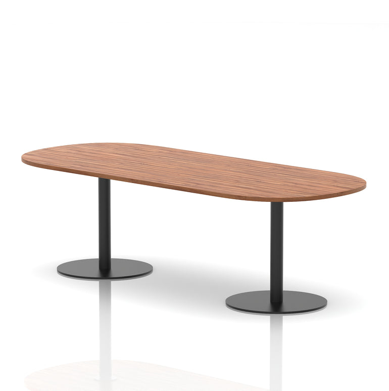 Italia Boardroom Table with Black Legs, Multiple Wood Finishes, 1800–2400mm Widths, 725/1145mm Heights, Durable MFC, Self-Assembly, 10 Year Warranty
