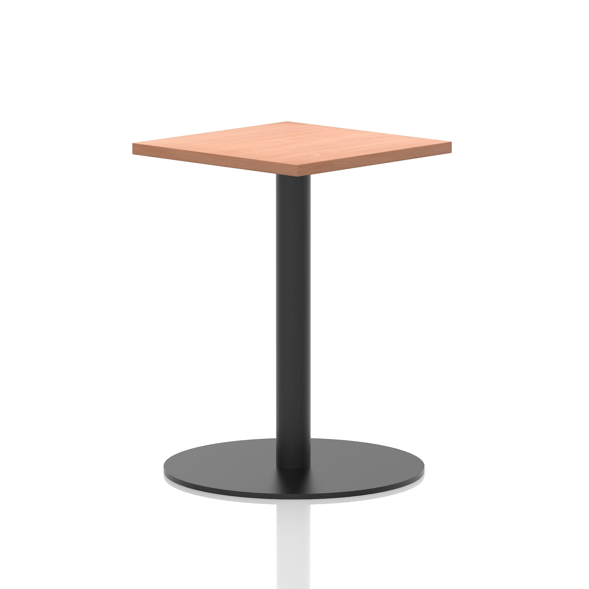 Italia Square Poseur Table with Black Leg, Multiple Top Finishes, 600–1000mm Wide, Standard or Poseur Height, MFC, 10 Year Warranty, Self-Assembly