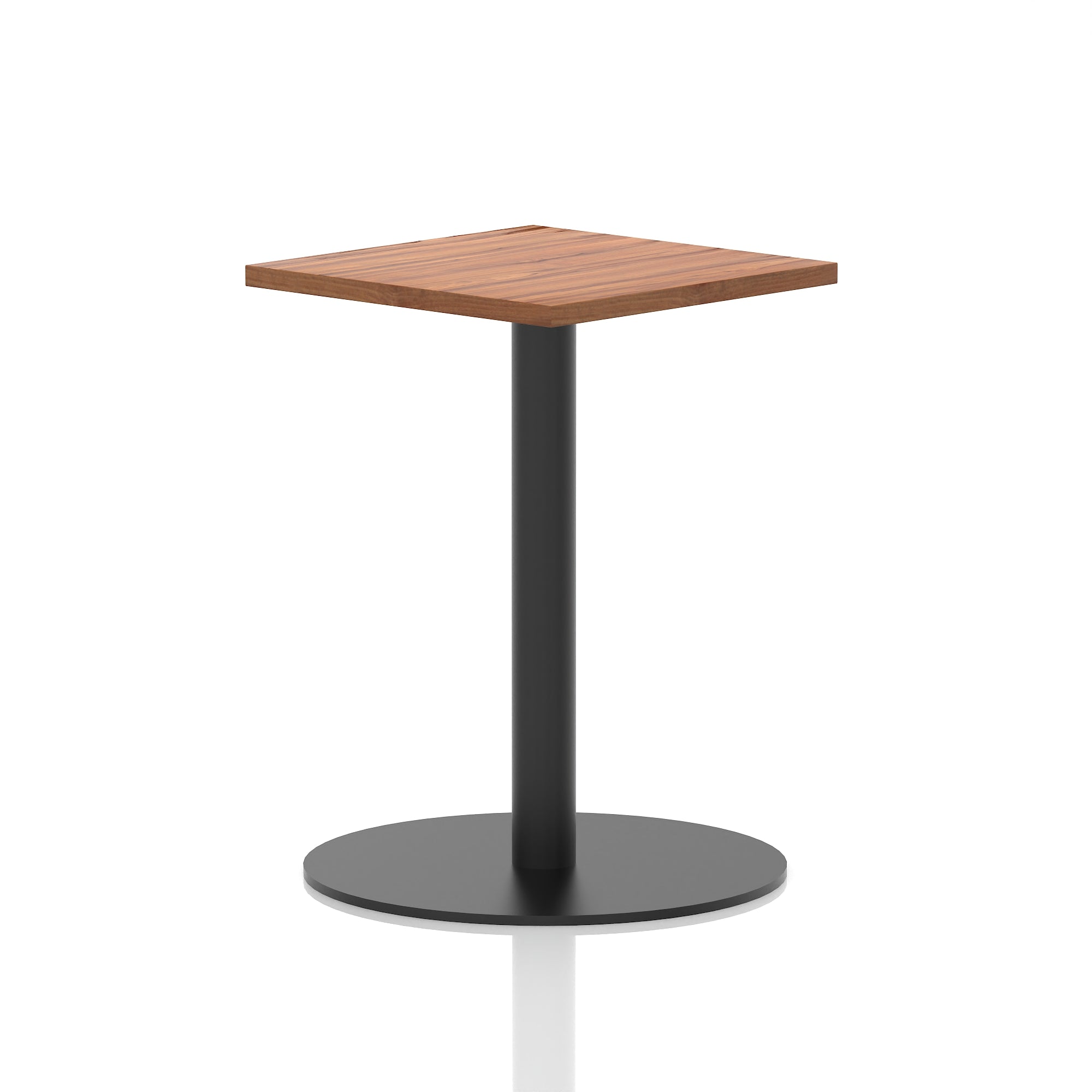 Italia Square Poseur Table with Black Leg, Multiple Top Finishes, 600–1000mm Wide, Standard or Poseur Height, MFC, 10 Year Warranty, Self-Assembly