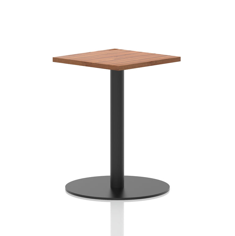 Italia Square Poseur Table with Black Leg, Multiple Top Finishes, 600–1000mm Wide, Standard or Poseur Height, MFC, 10 Year Warranty, Self-Assembly