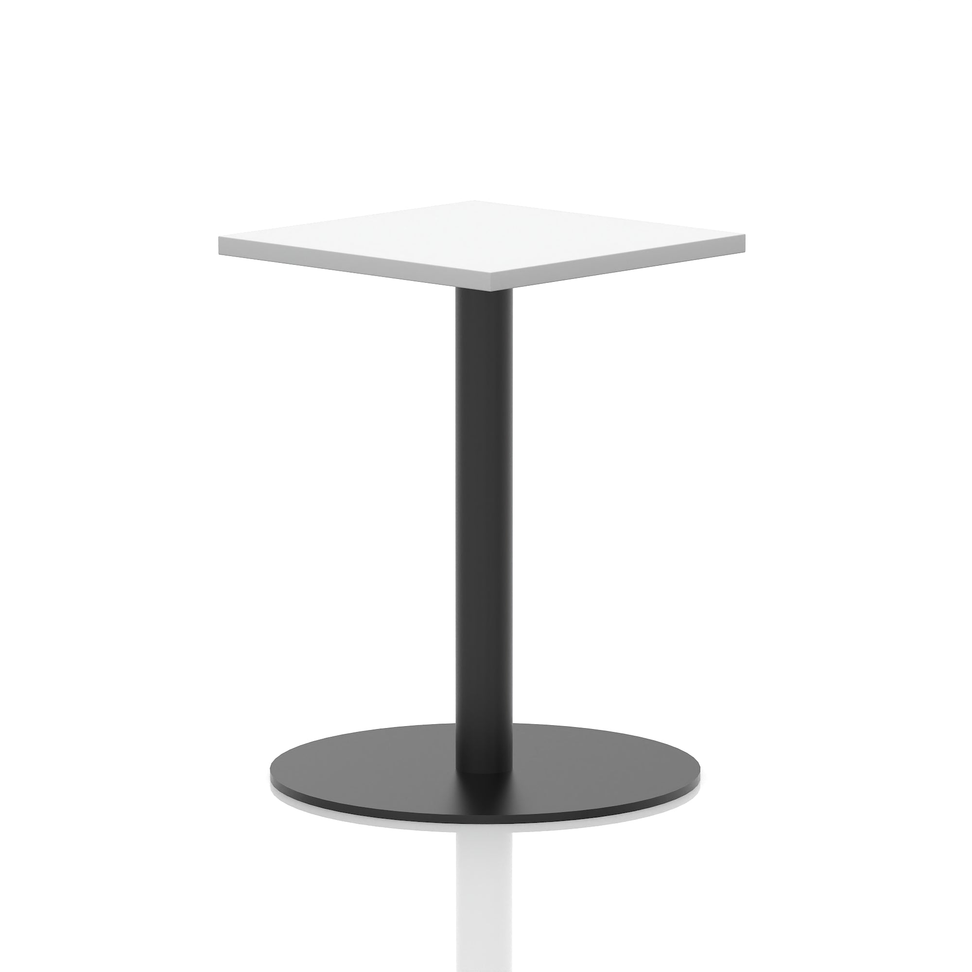 Italia Square Poseur Table with Black Leg, Multiple Top Finishes, 600–1000mm Wide, Standard or Poseur Height, MFC, 10 Year Warranty, Self-Assembly