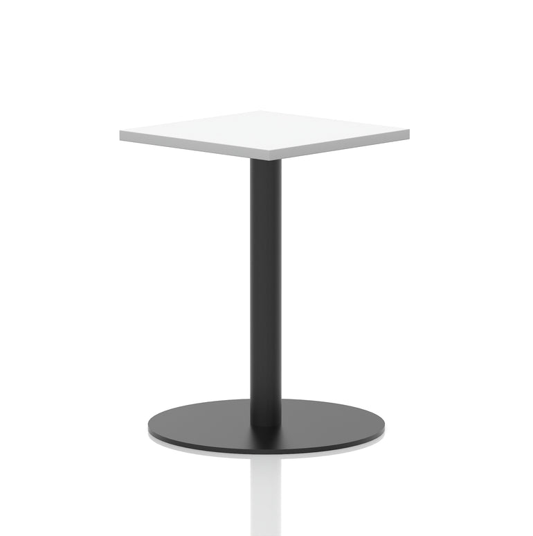 Italia Square Poseur Table with Black Leg, Multiple Top Finishes, 600–1000mm Wide, Standard or Poseur Height, MFC, 10 Year Warranty, Self-Assembly