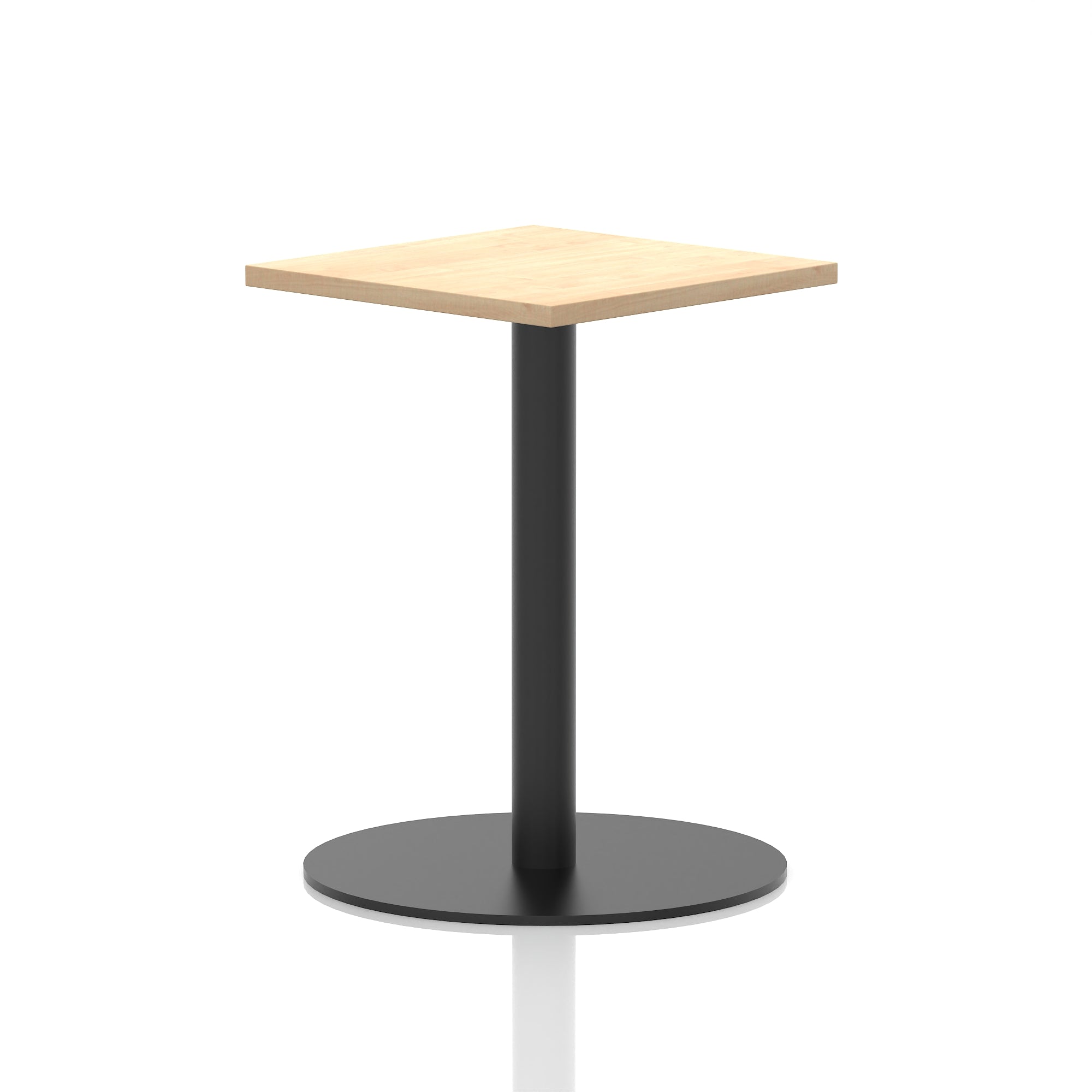Italia Square Poseur Table with Black Leg, Multiple Top Finishes, 600–1000mm Wide, Standard or Poseur Height, MFC, 10 Year Warranty, Self-Assembly