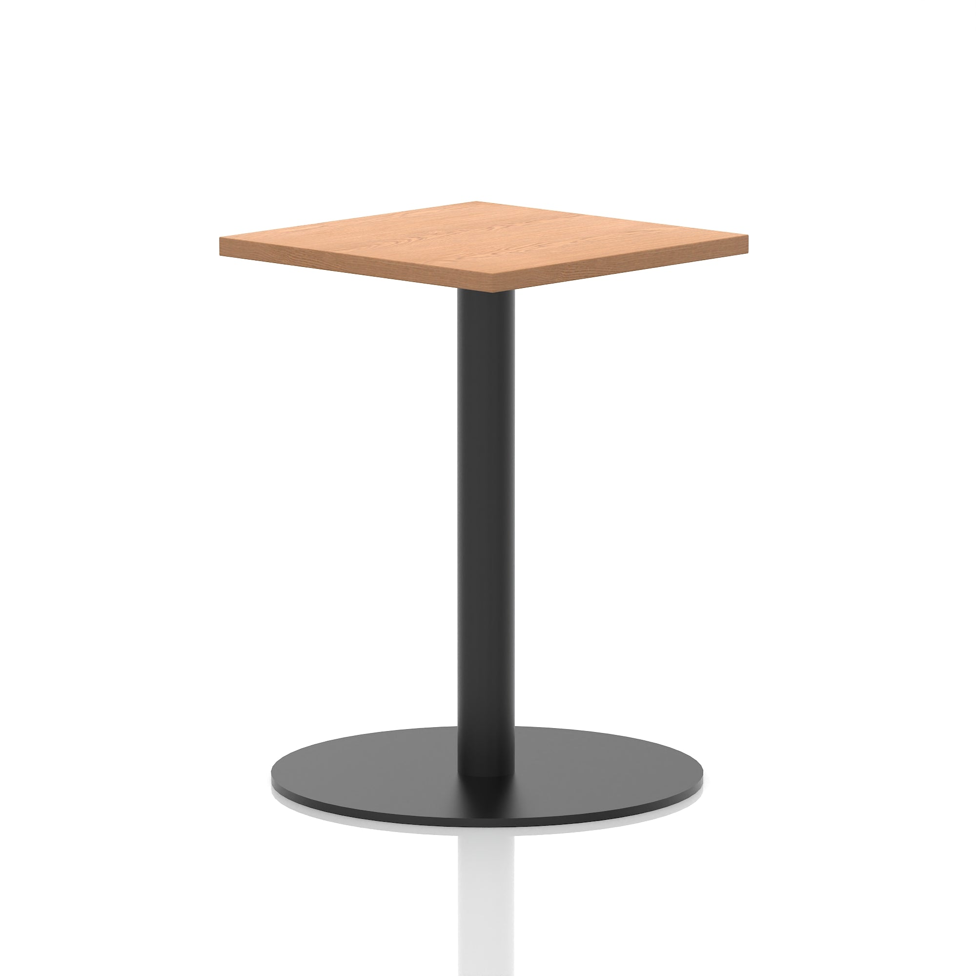 Italia Square Poseur Table with Black Leg, Multiple Top Finishes, 600–1000mm Wide, Standard or Poseur Height, MFC, 10 Year Warranty, Self-Assembly