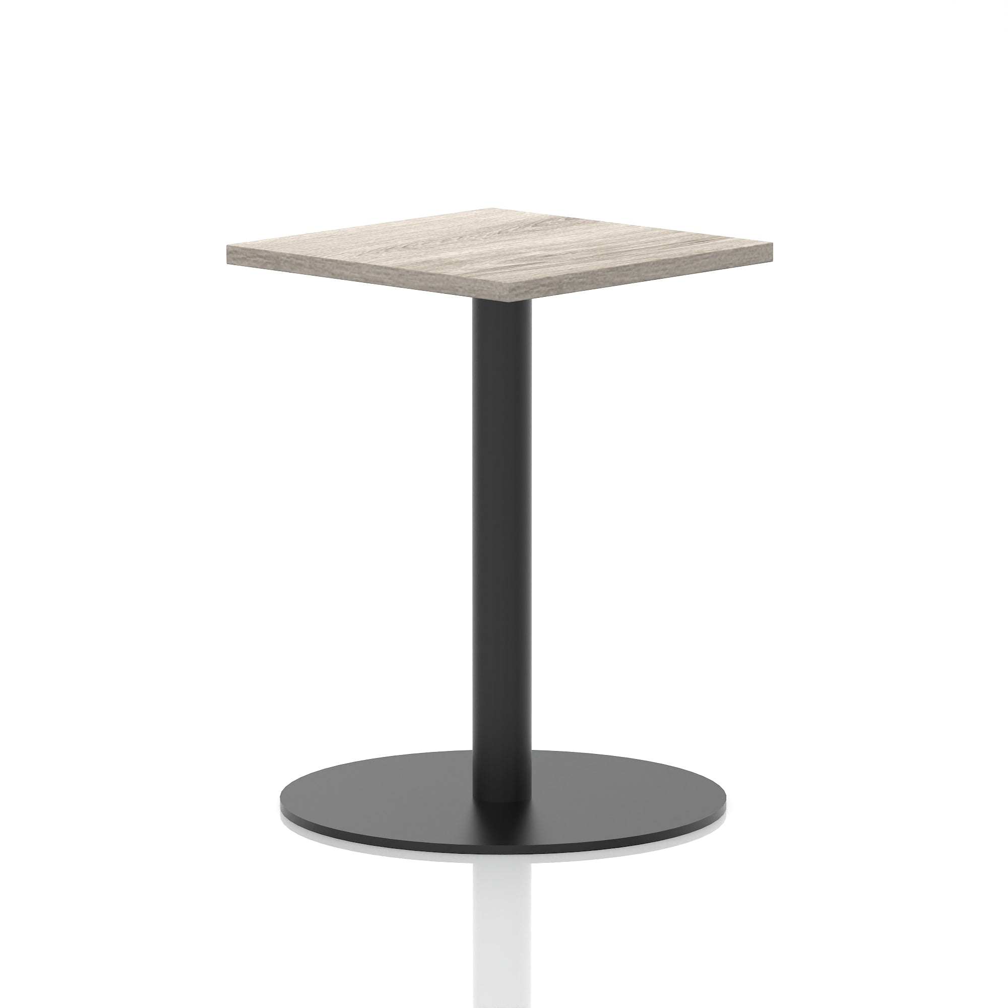 Italia Square Poseur Table with Black Leg, Multiple Top Finishes, 600–1000mm Wide, Standard or Poseur Height, MFC, 10 Year Warranty, Self-Assembly