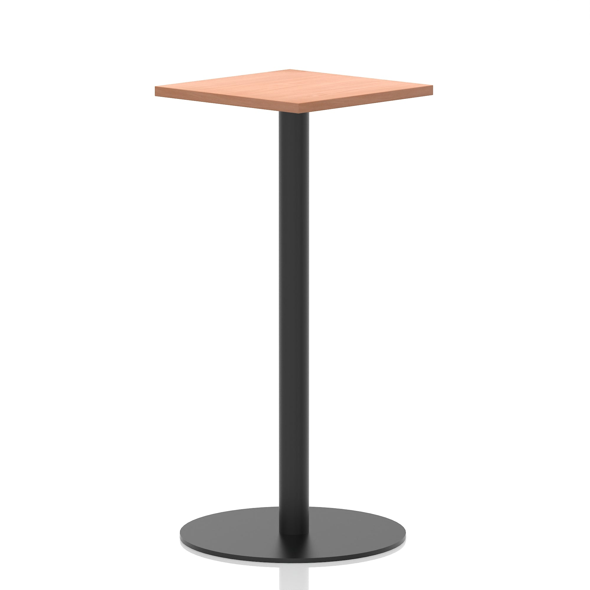 Italia Square Poseur Table with Black Leg, Multiple Top Finishes, 600–1000mm Wide, Standard or Poseur Height, MFC, 10 Year Warranty, Self-Assembly