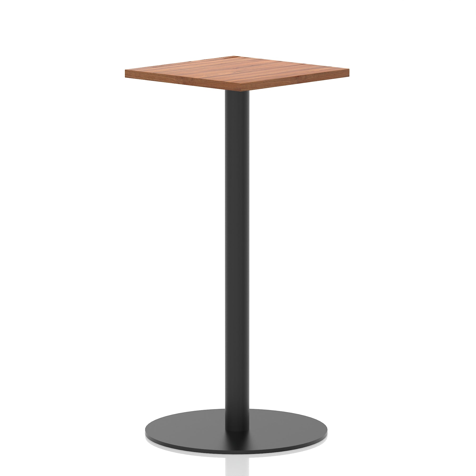 Italia Square Poseur Table with Black Leg, Multiple Top Finishes, 600–1000mm Wide, Standard or Poseur Height, MFC, 10 Year Warranty, Self-Assembly