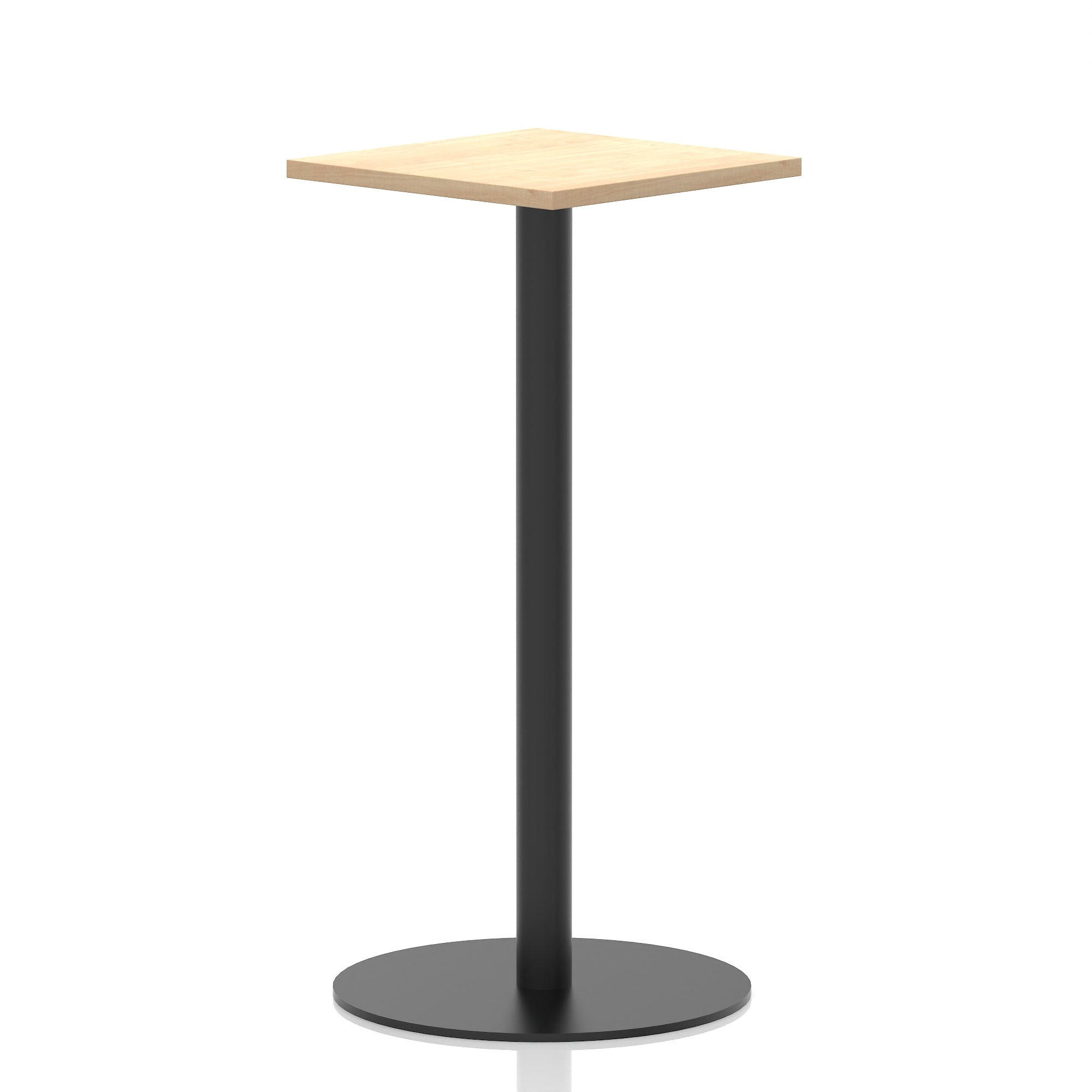 Italia Square Poseur Table with Black Leg, Multiple Top Finishes, 600–1000mm Wide, Standard or Poseur Height, MFC, 10 Year Warranty, Self-Assembly