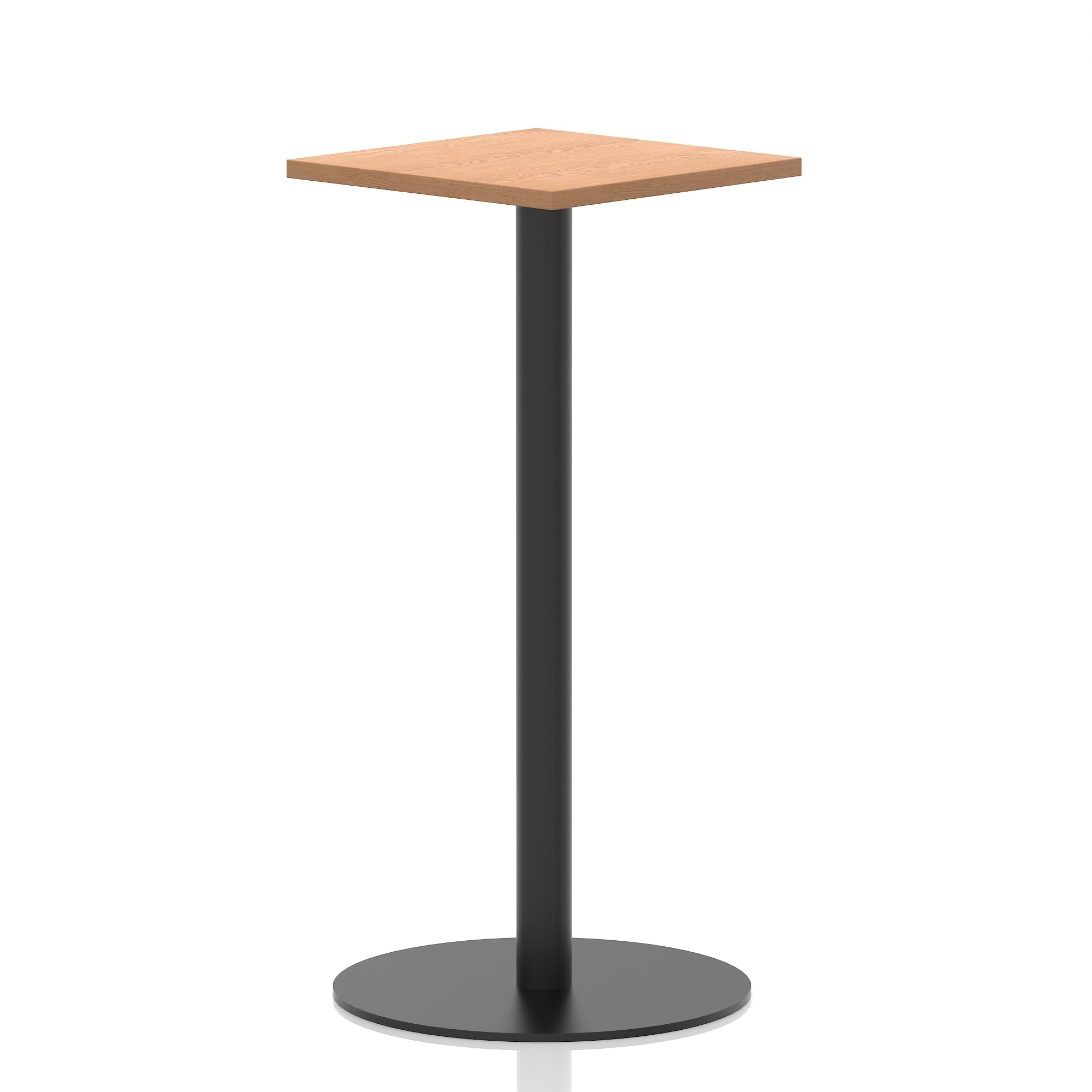 Italia Square Poseur Table with Black Leg, Multiple Top Finishes, 600–1000mm Wide, Standard or Poseur Height, MFC, 10 Year Warranty, Self-Assembly