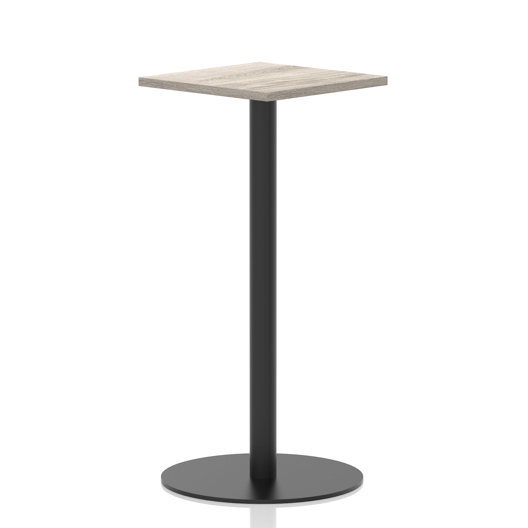 Italia Square Poseur Table with Black Leg, Multiple Top Finishes, 600–1000mm Wide, Standard or Poseur Height, MFC, 10 Year Warranty, Self-Assembly
