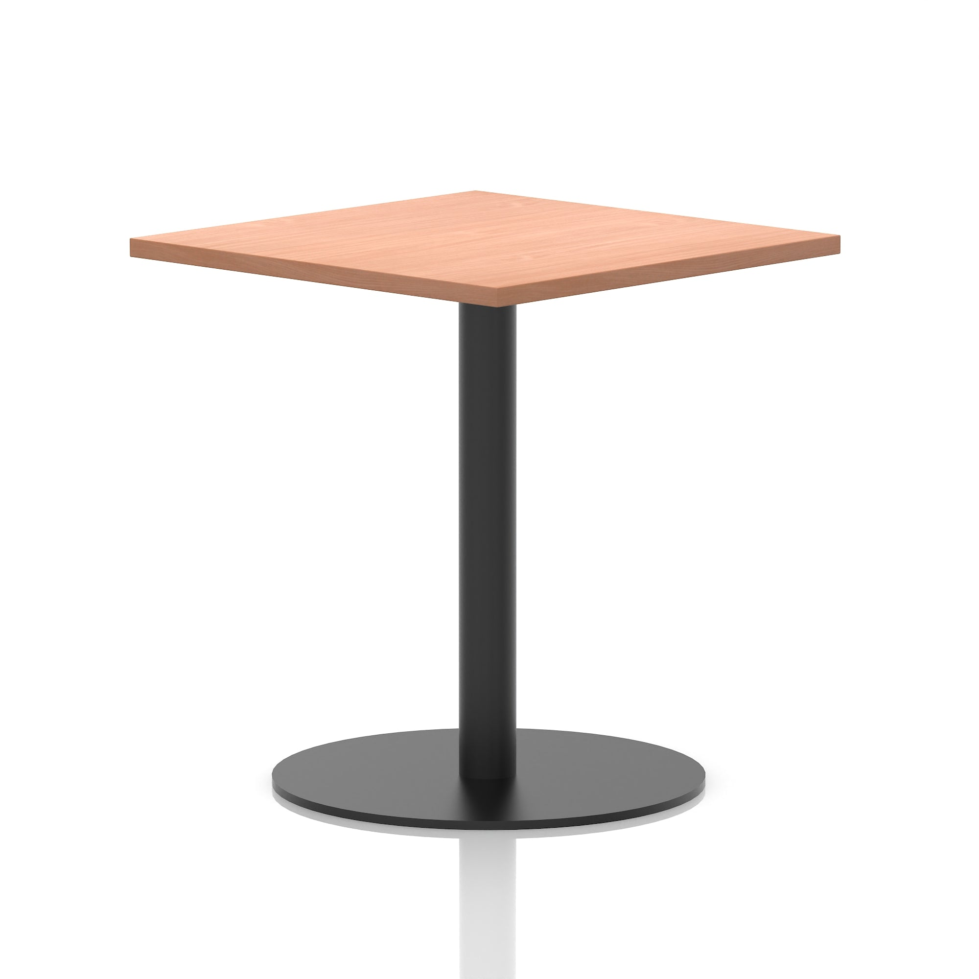 Italia Square Poseur Table with Black Leg, Multiple Top Finishes, 600–1000mm Wide, Standard or Poseur Height, MFC, 10 Year Warranty, Self-Assembly