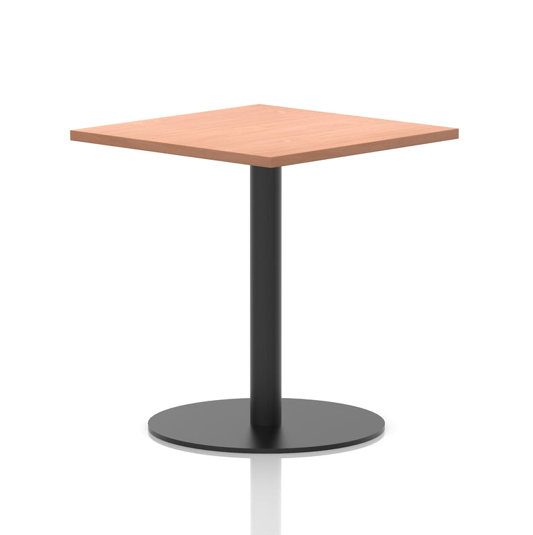 Italia Square Poseur Table with Black Leg, Multiple Top Finishes, 600–1000mm Wide, Standard or Poseur Height, MFC, 10 Year Warranty, Self-Assembly
