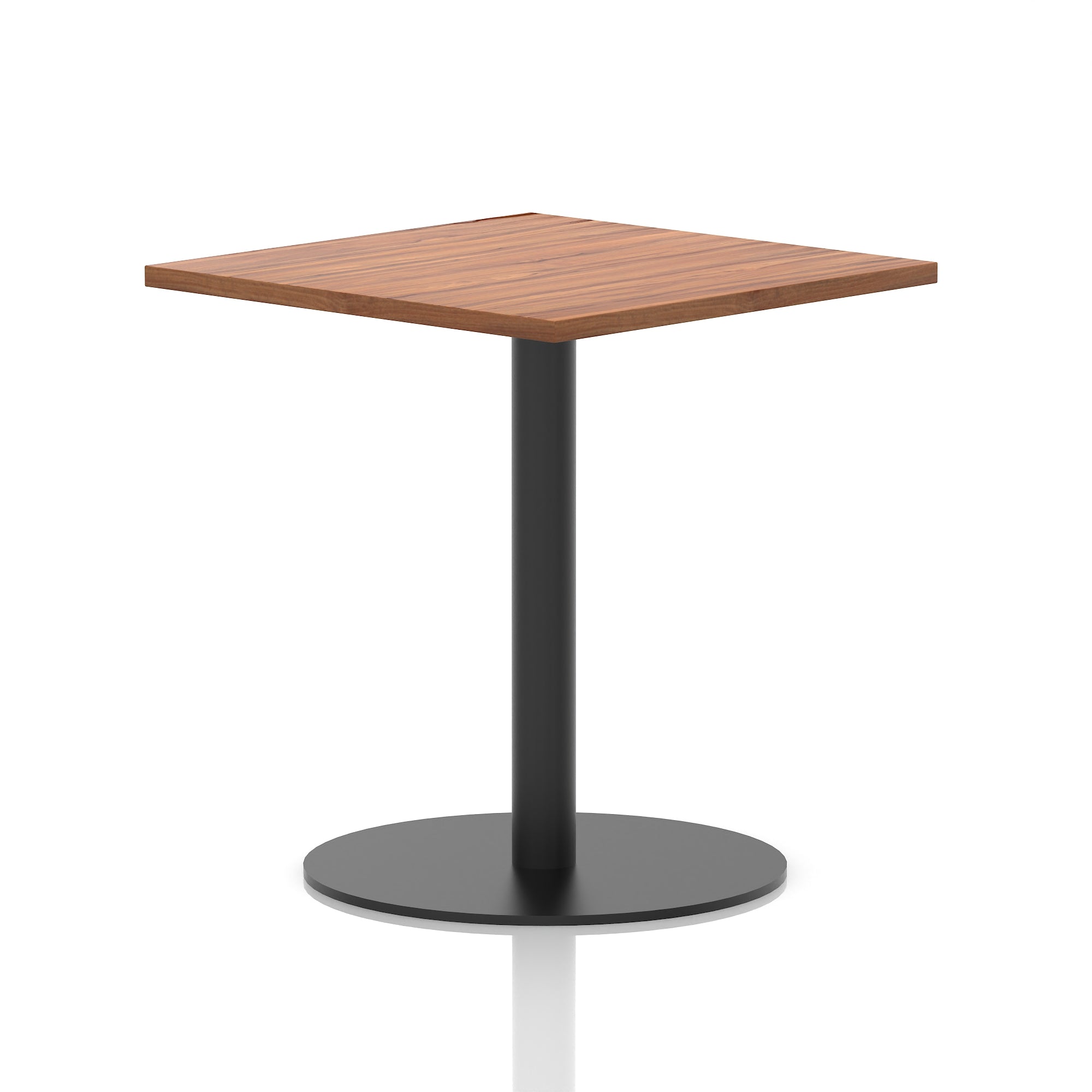 Italia Square Poseur Table with Black Leg, Multiple Top Finishes, 600–1000mm Wide, Standard or Poseur Height, MFC, 10 Year Warranty, Self-Assembly