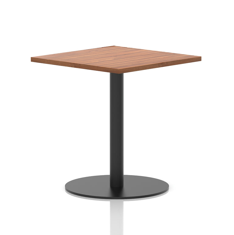 Italia Square Poseur Table with Black Leg, Multiple Top Finishes, 600–1000mm Wide, Standard or Poseur Height, MFC, 10 Year Warranty, Self-Assembly