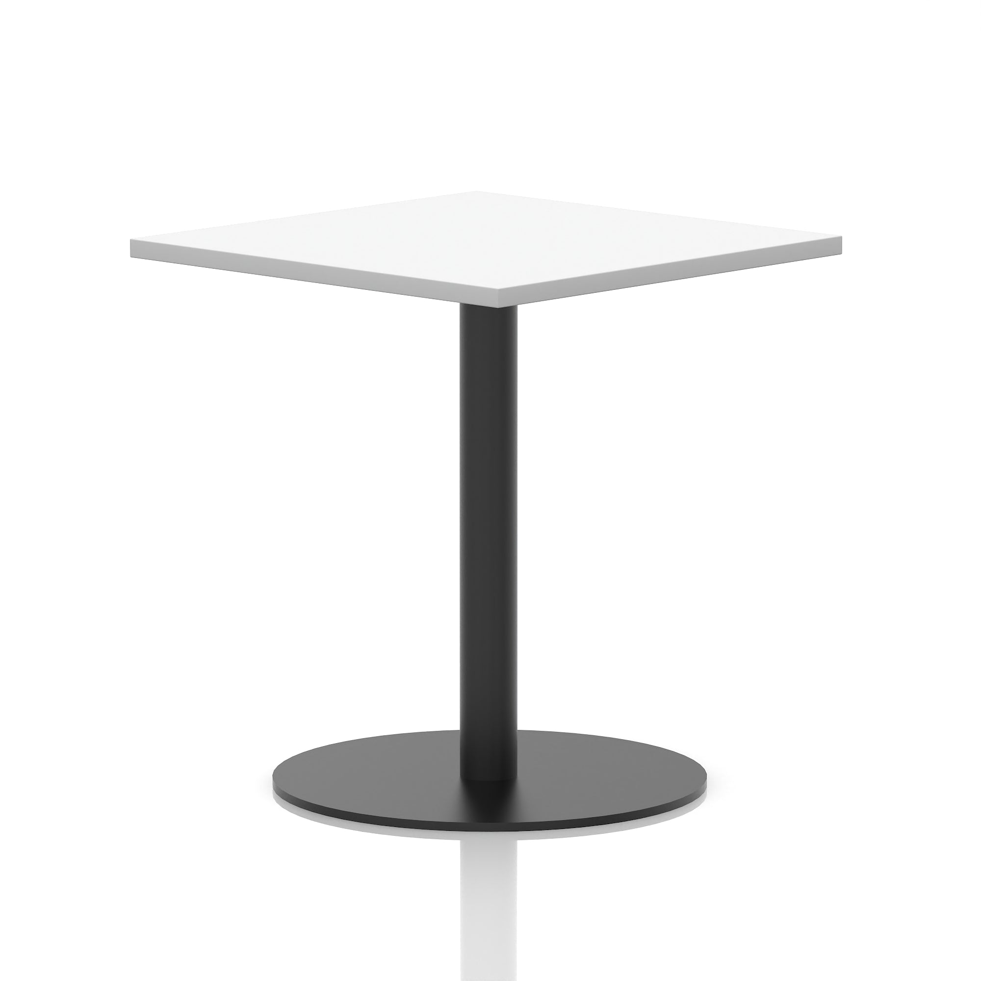 Italia Square Poseur Table with Black Leg, Multiple Top Finishes, 600–1000mm Wide, Standard or Poseur Height, MFC, 10 Year Warranty, Self-Assembly