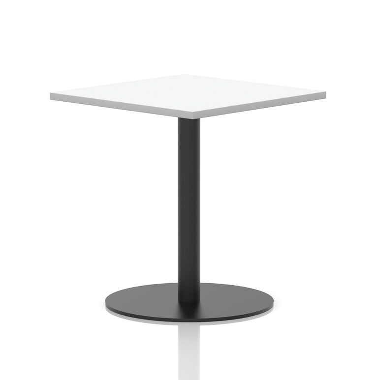 Italia Square Poseur Table with Black Leg, Multiple Top Finishes, 600–1000mm Wide, Standard or Poseur Height, MFC, 10 Year Warranty, Self-Assembly