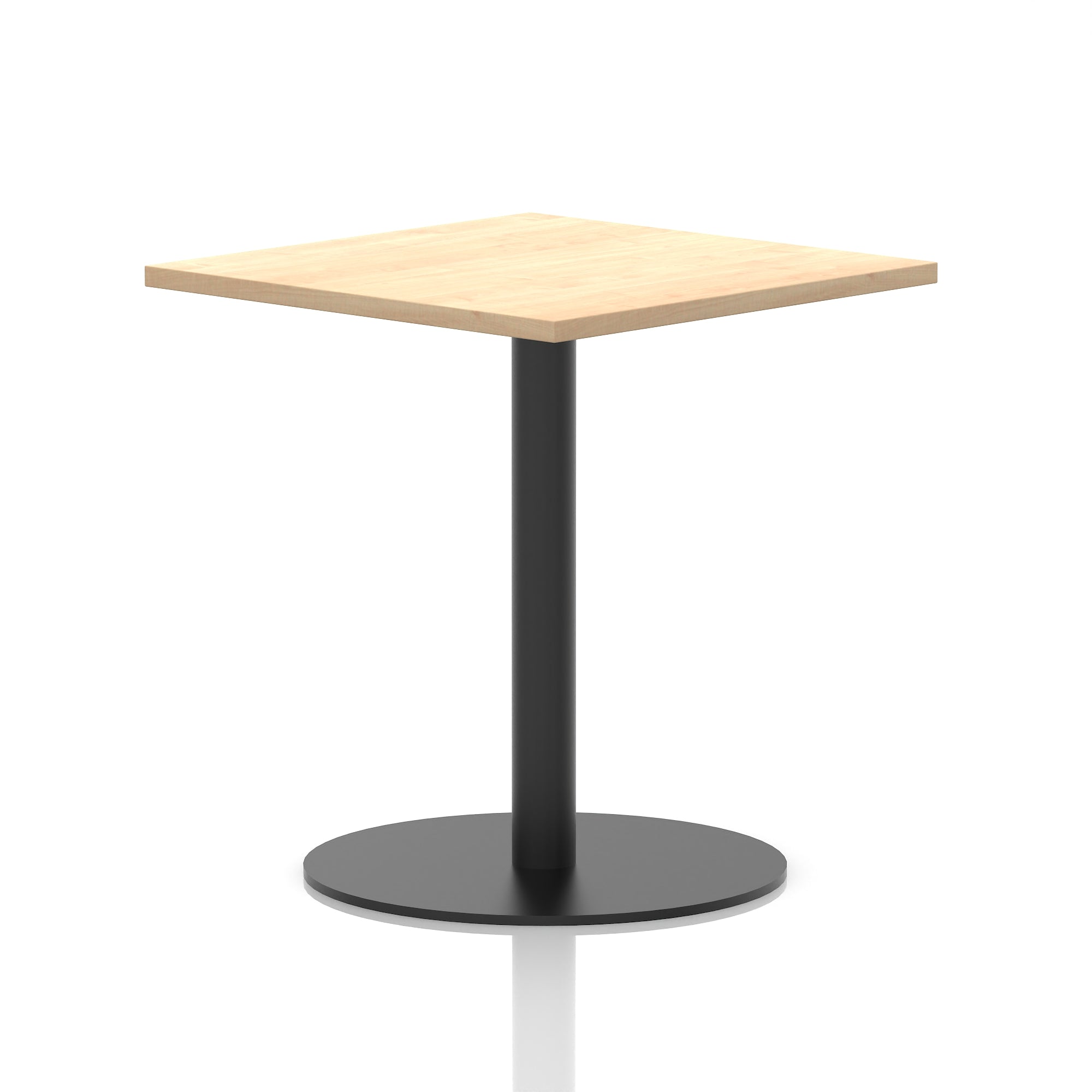 Italia Square Poseur Table with Black Leg, Multiple Top Finishes, 600–1000mm Wide, Standard or Poseur Height, MFC, 10 Year Warranty, Self-Assembly