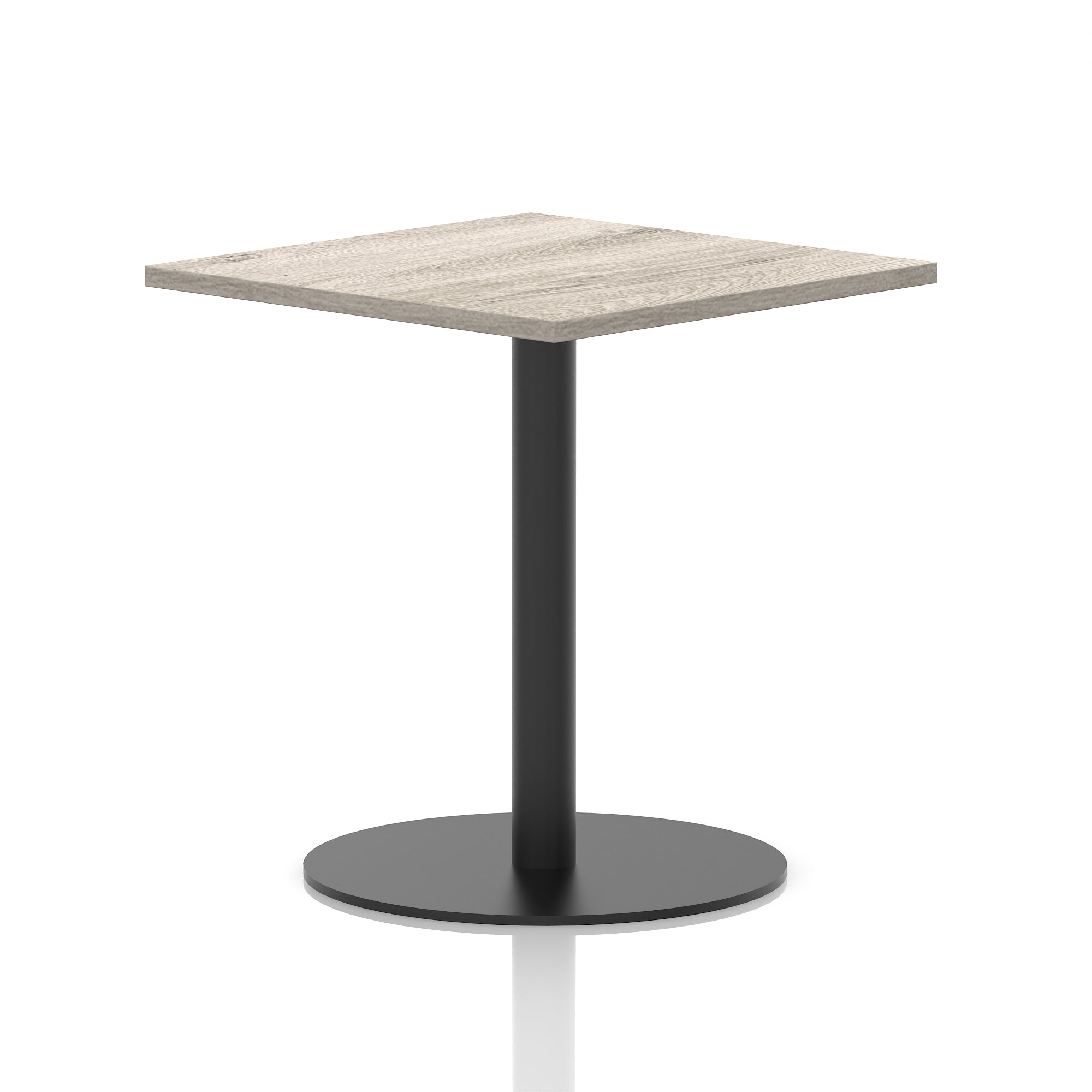Italia Square Poseur Table with Black Leg, Multiple Top Finishes, 600–1000mm Wide, Standard or Poseur Height, MFC, 10 Year Warranty, Self-Assembly