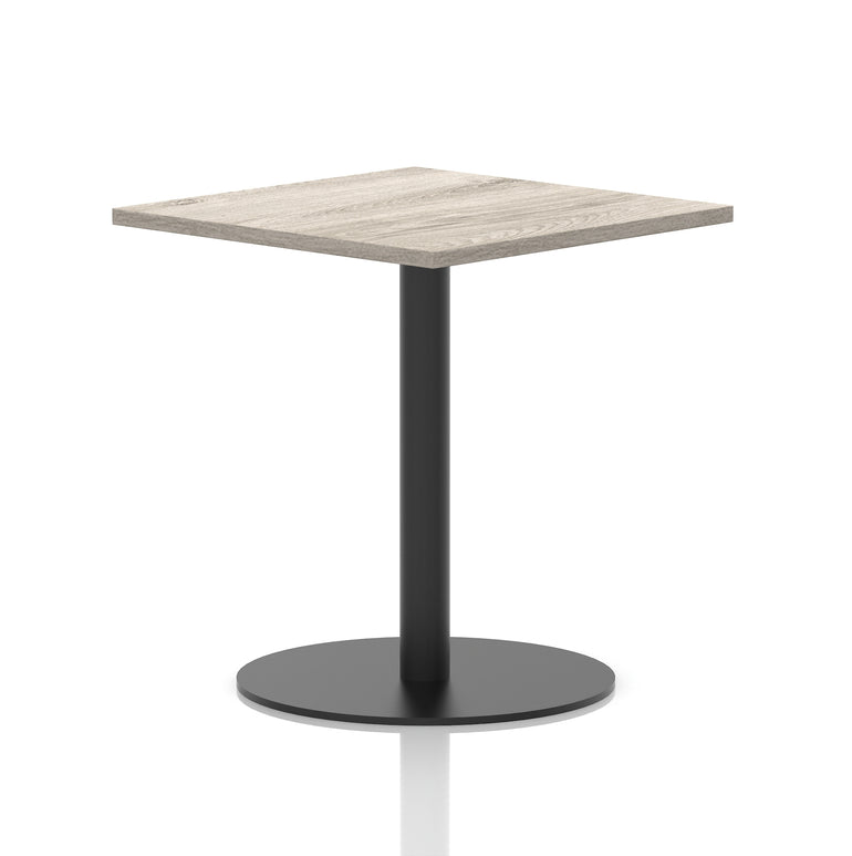 Italia Square Poseur Table with Black Leg, Multiple Top Finishes, 600–1000mm Wide, Standard or Poseur Height, MFC, 10 Year Warranty, Self-Assembly