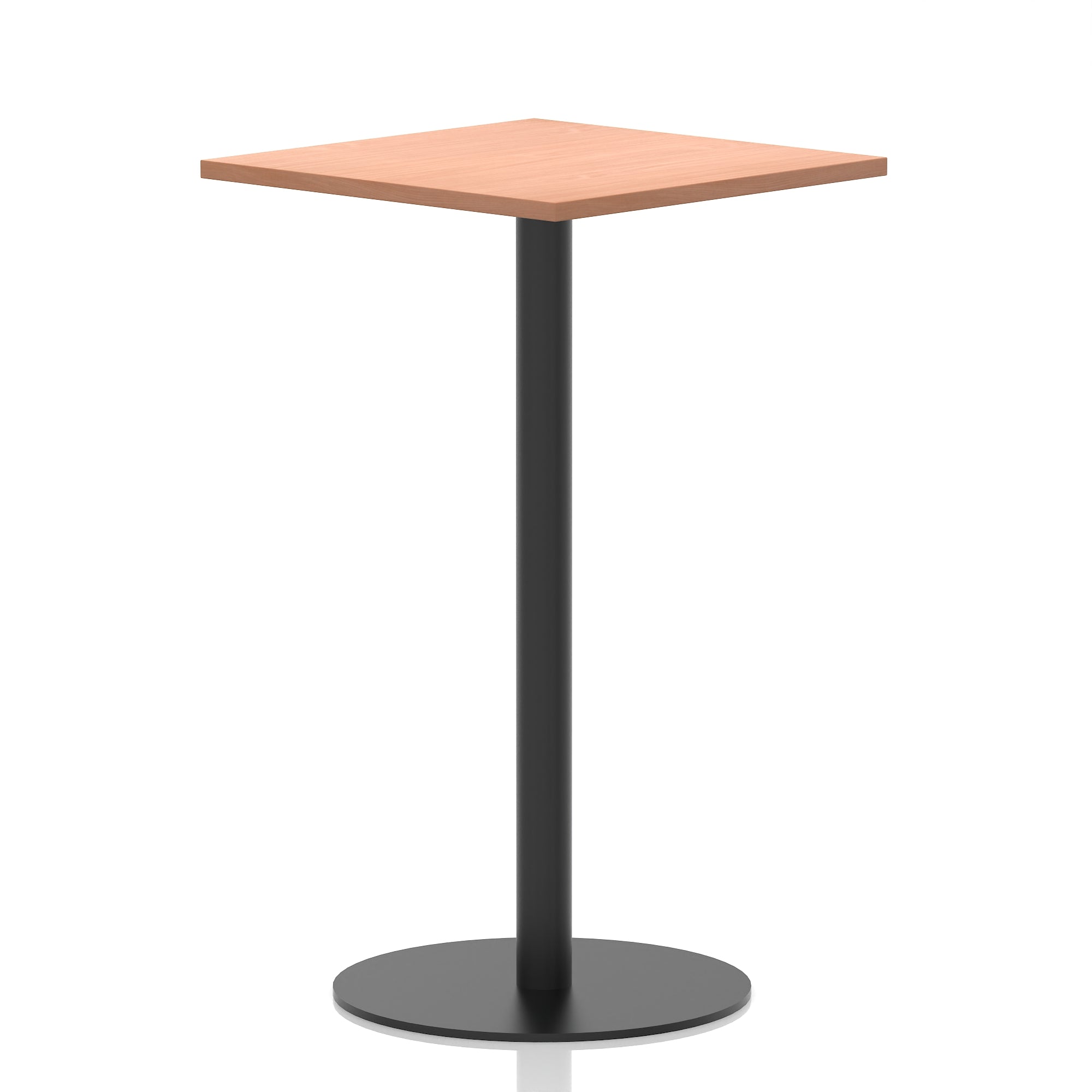 Italia Square Poseur Table with Black Leg, Multiple Top Finishes, 600–1000mm Wide, Standard or Poseur Height, MFC, 10 Year Warranty, Self-Assembly