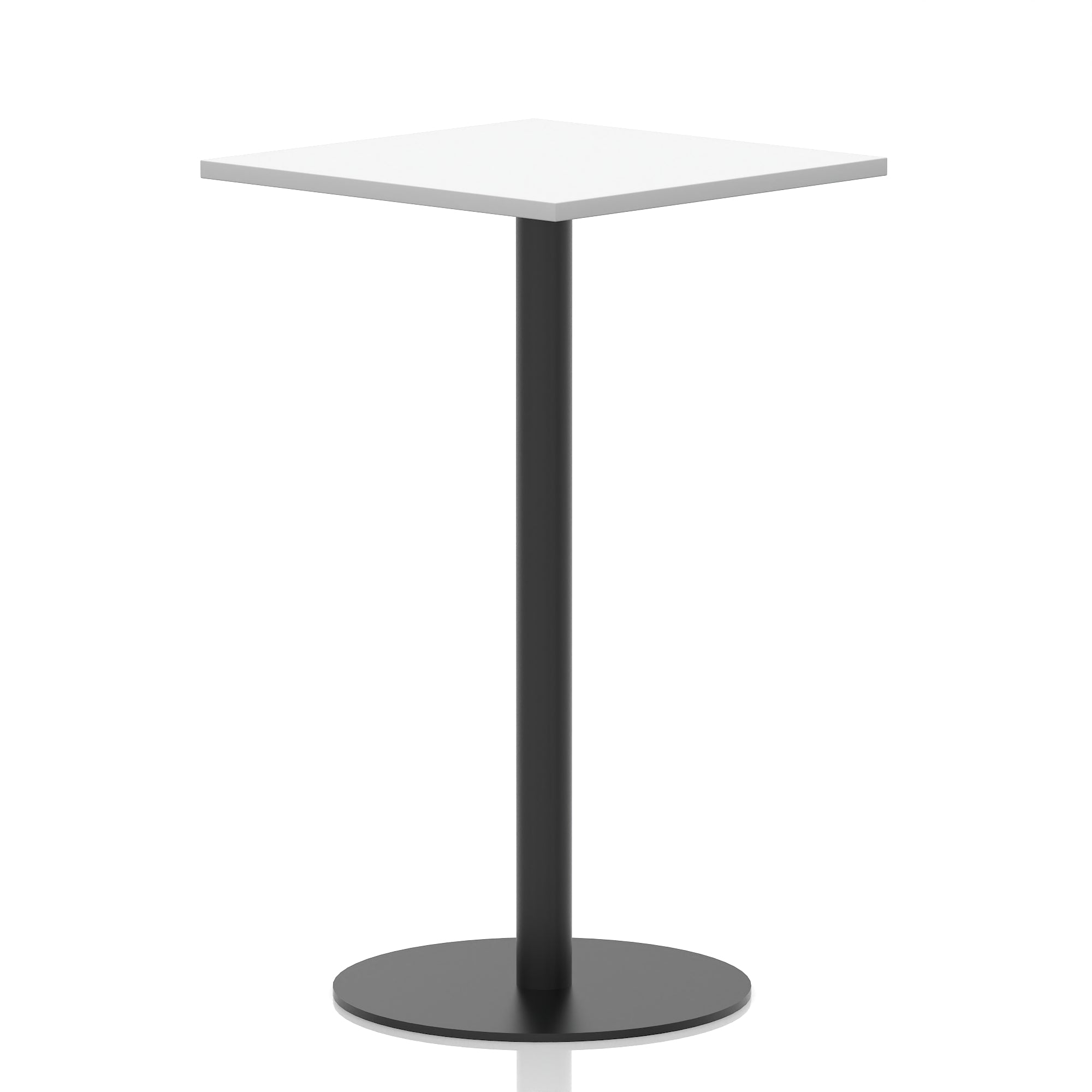 Italia Square Poseur Table with Black Leg, Multiple Top Finishes, 600–1000mm Wide, Standard or Poseur Height, MFC, 10 Year Warranty, Self-Assembly