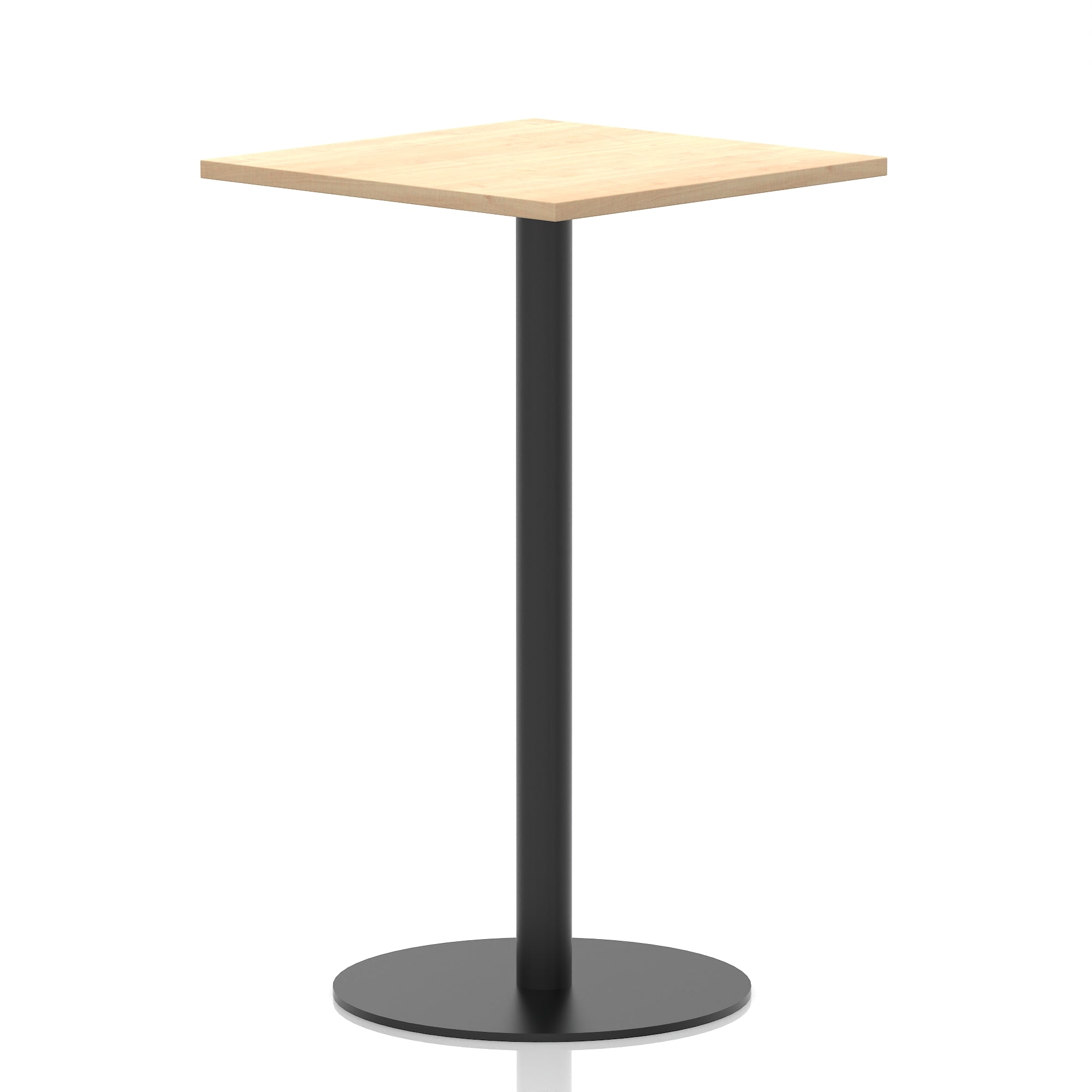 Italia Square Poseur Table with Black Leg, Multiple Top Finishes, 600–1000mm Wide, Standard or Poseur Height, MFC, 10 Year Warranty, Self-Assembly