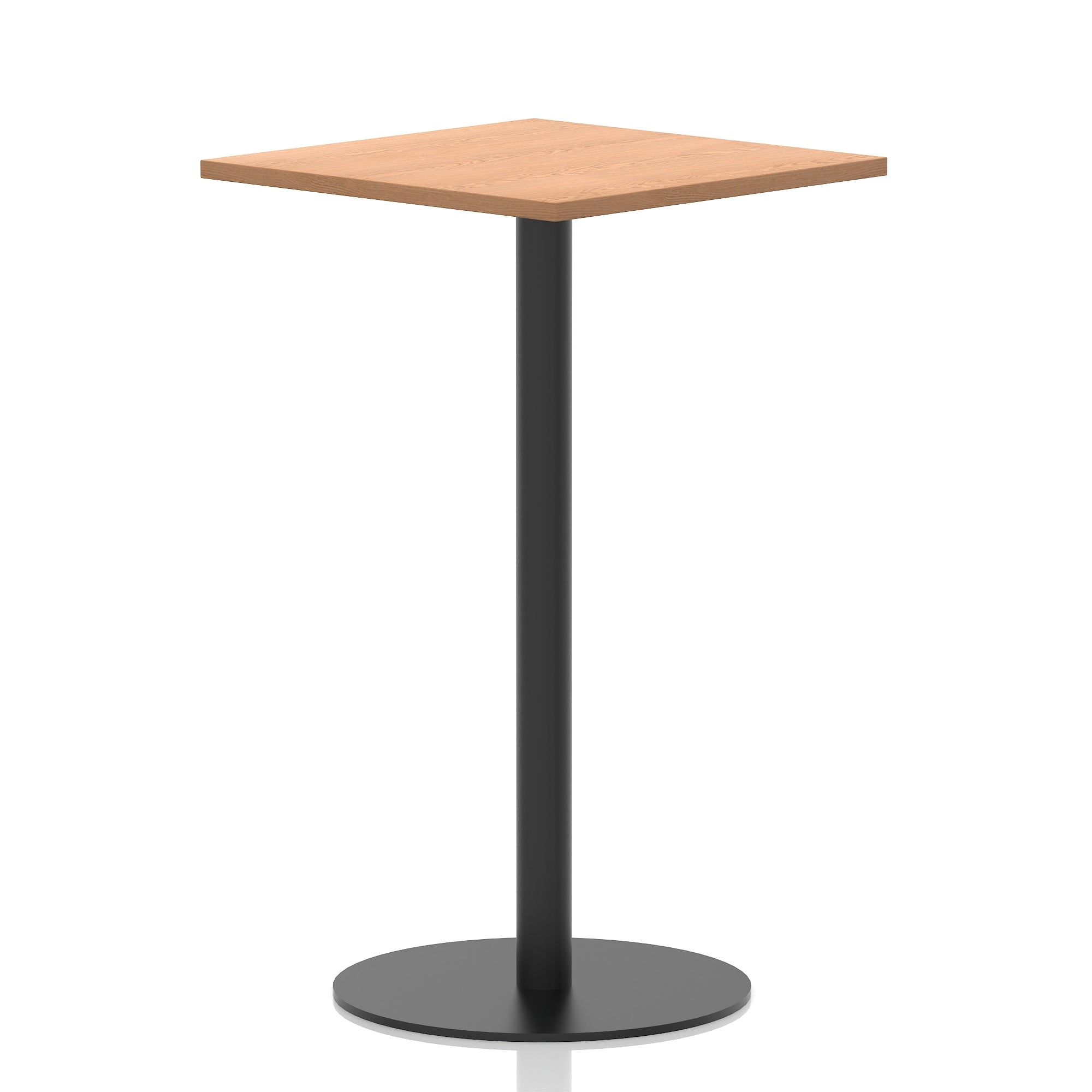 Italia Square Poseur Table with Black Leg, Multiple Top Finishes, 600–1000mm Wide, Standard or Poseur Height, MFC, 10 Year Warranty, Self-Assembly