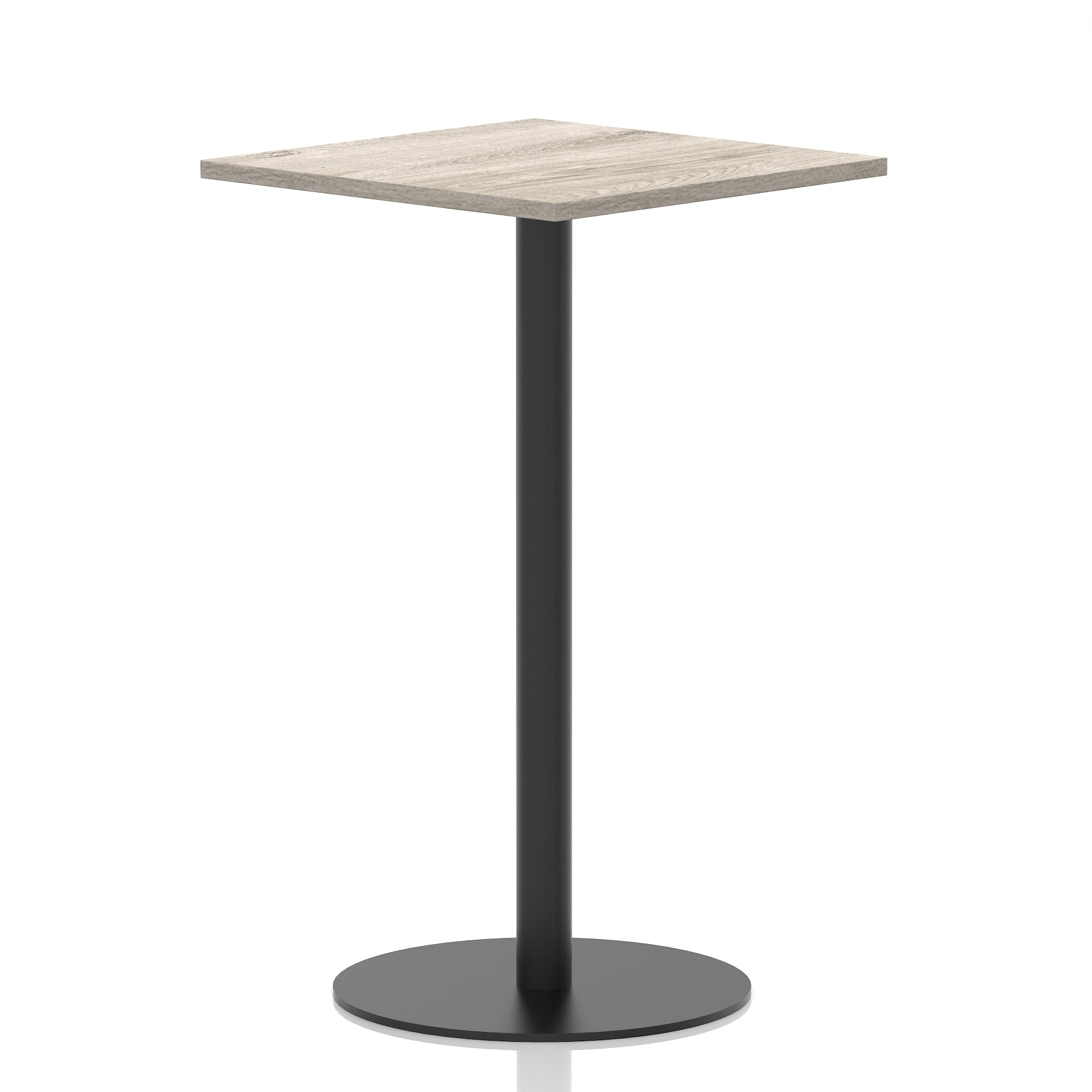Italia Square Poseur Table with Black Leg, Multiple Top Finishes, 600–1000mm Wide, Standard or Poseur Height, MFC, 10 Year Warranty, Self-Assembly