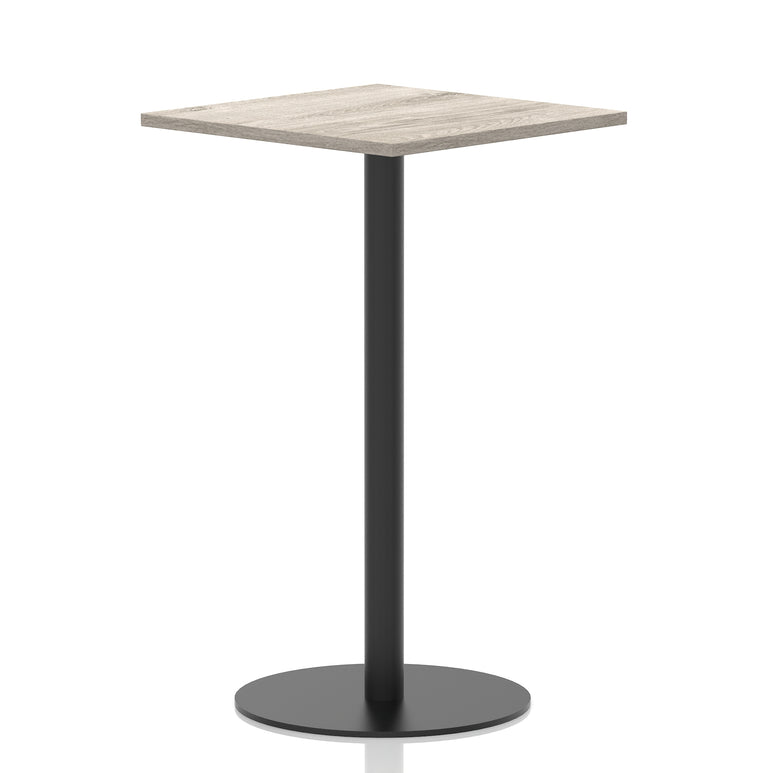 Italia Square Poseur Table with Black Leg, Multiple Top Finishes, 600–1000mm Wide, Standard or Poseur Height, MFC, 10 Year Warranty, Self-Assembly