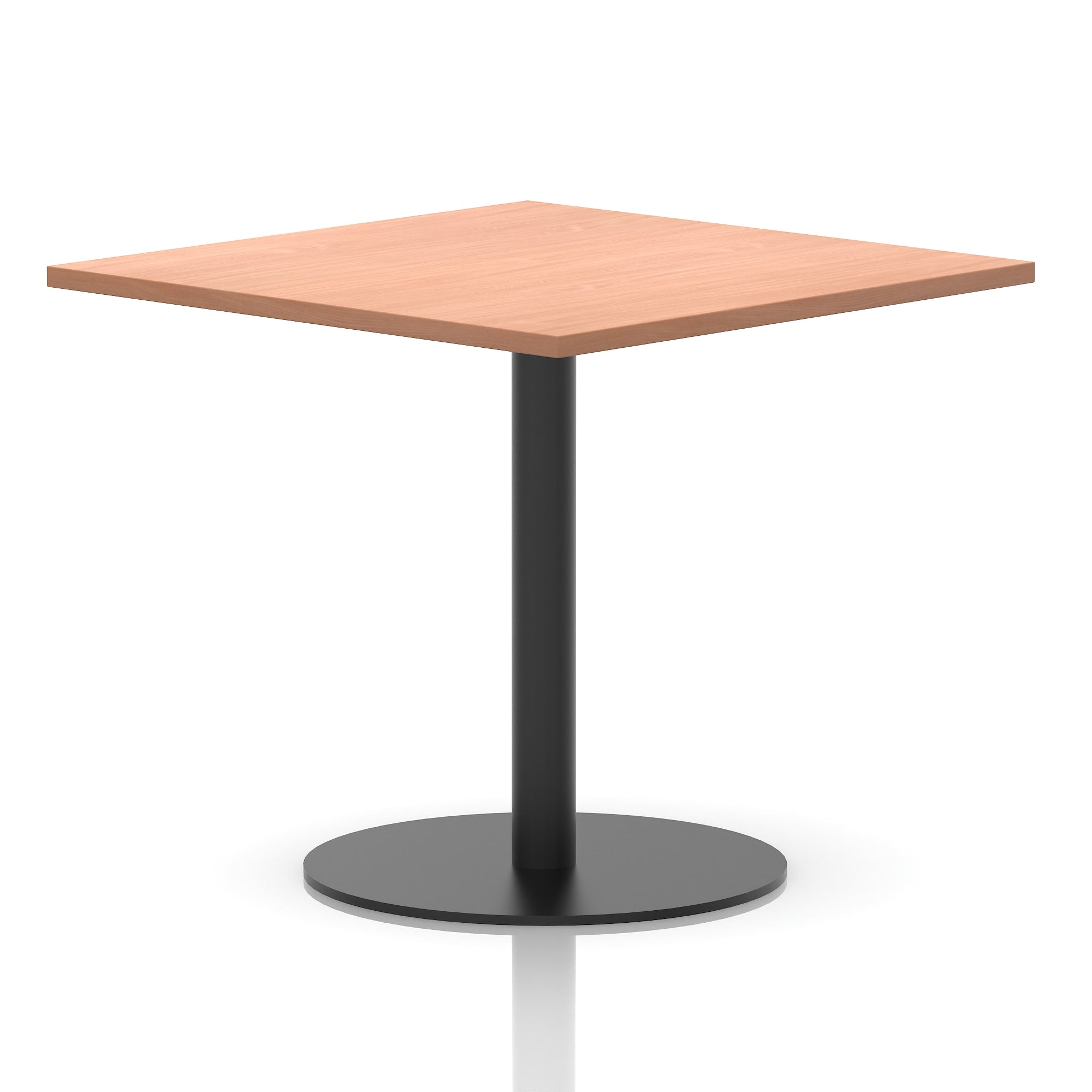 Italia Square Poseur Table with Black Leg, Multiple Top Finishes, 600–1000mm Wide, Standard or Poseur Height, MFC, 10 Year Warranty, Self-Assembly